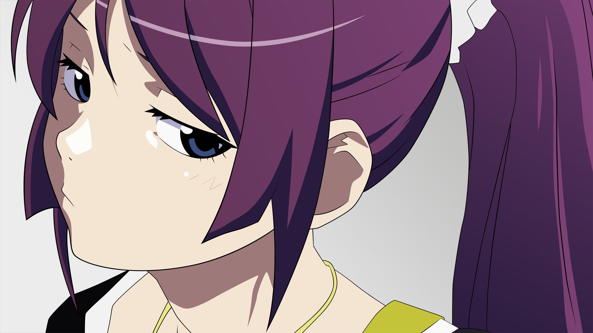 Download mobile wallpaper Monogatari Series: Second Season, Hitagi Senjōgahara, Monogatari (Series), Bakemonogatari, Blue Eyes, Purple Hair, Long Hair, Anime for free.