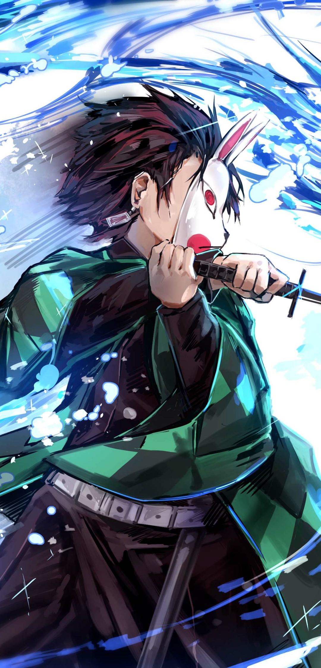 Tanjiro with Green Neon Anime Wallpaper - Demon Slayer Wallpaper