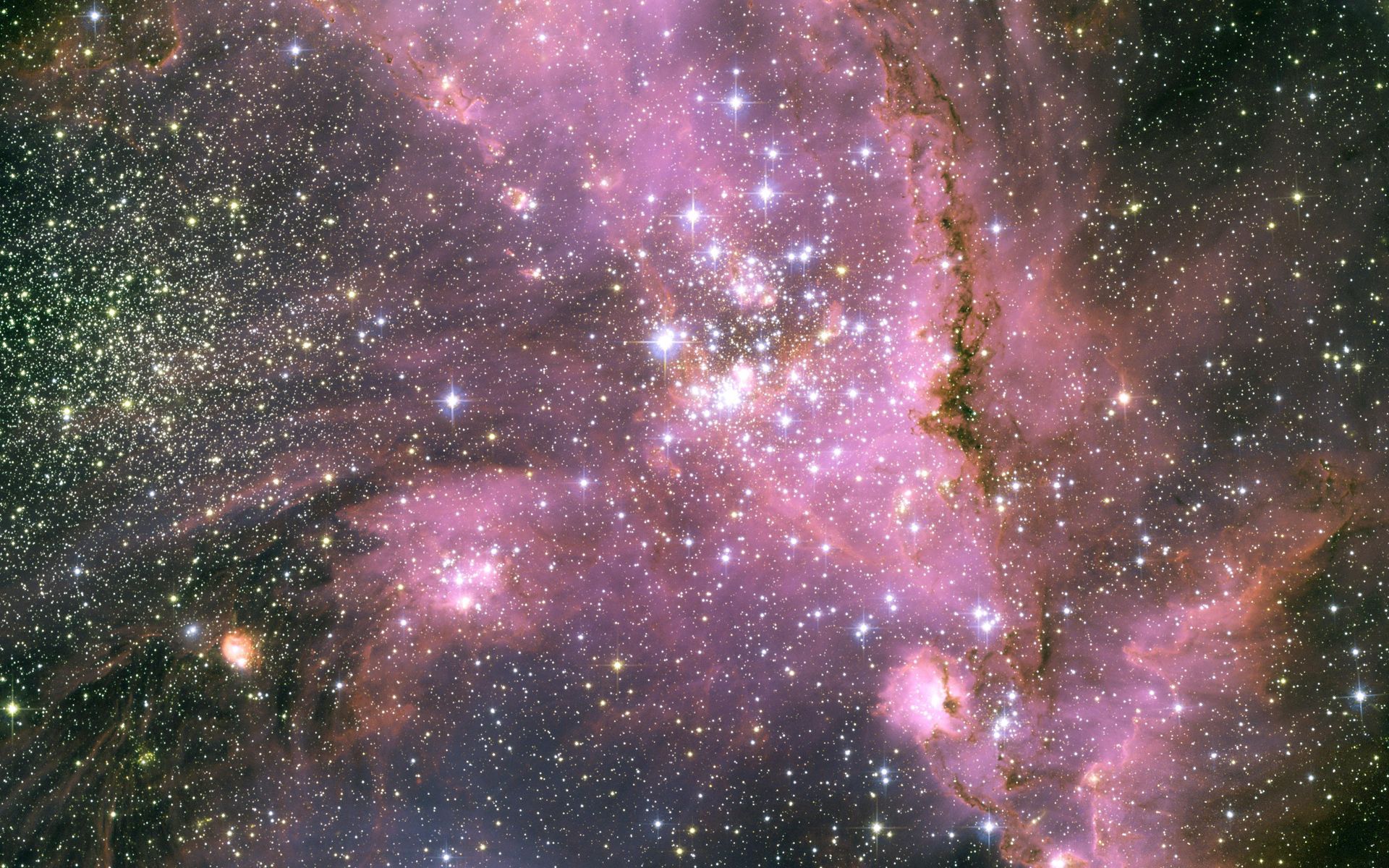 75559 Hintergrundbild herunterladen rosa, universum, sterne, scheinen, licht, galaxis, galaxy - Bildschirmschoner und Bilder kostenlos