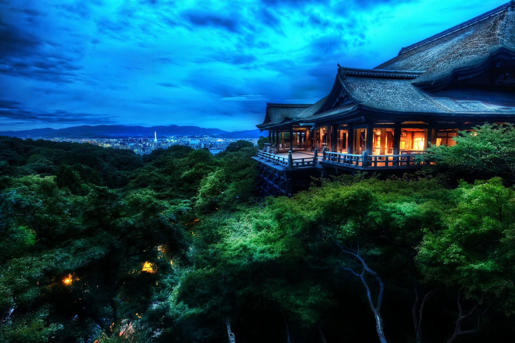 religious, kiyomizu dera, architecture, temple, kyoto, buddhist temple, otowa san kiyomizu dera, japan, night, temples QHD