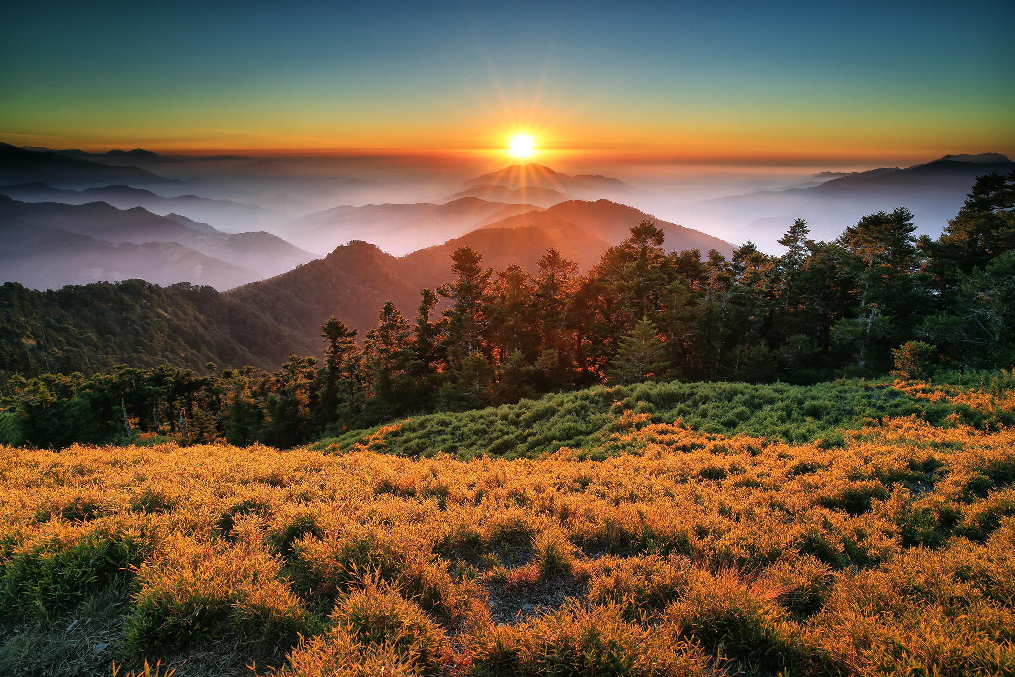 nature, sunset, landscape, national park, sunbeam, forest, taroko national park, earth, fog, mountain, taiwan, tree