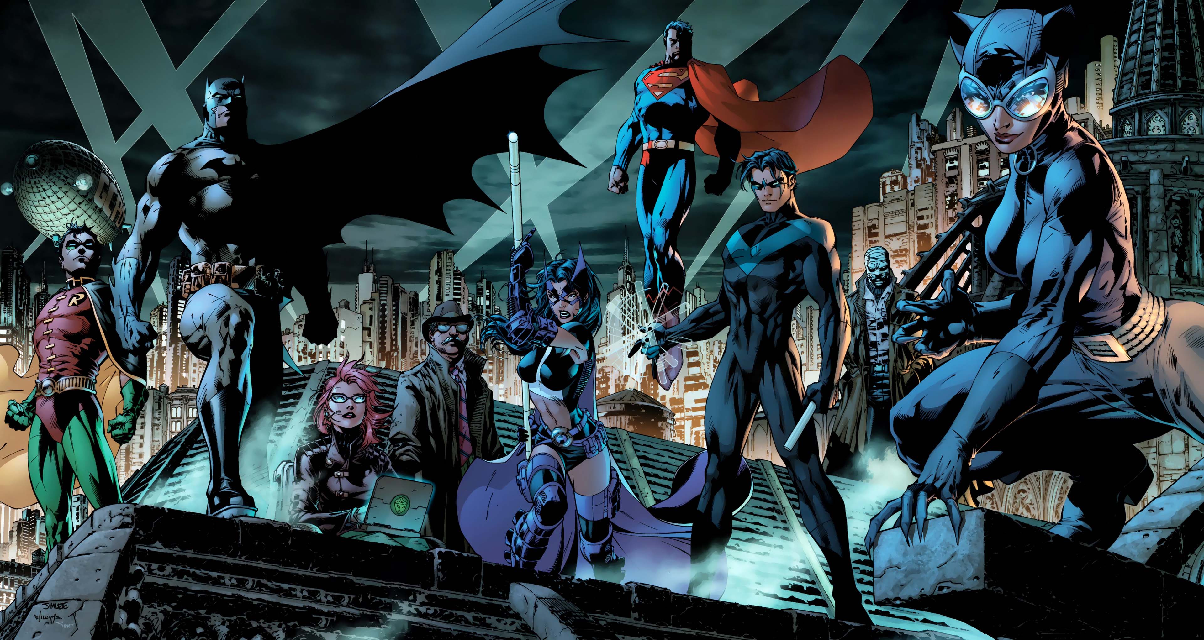 comics, batman: hush, barbara gordon, batman, catwoman, dick grayson, gotham city, huntress (dc comics), james gordon, nightwing, oracle (dc comics), robin (dc comics), superman