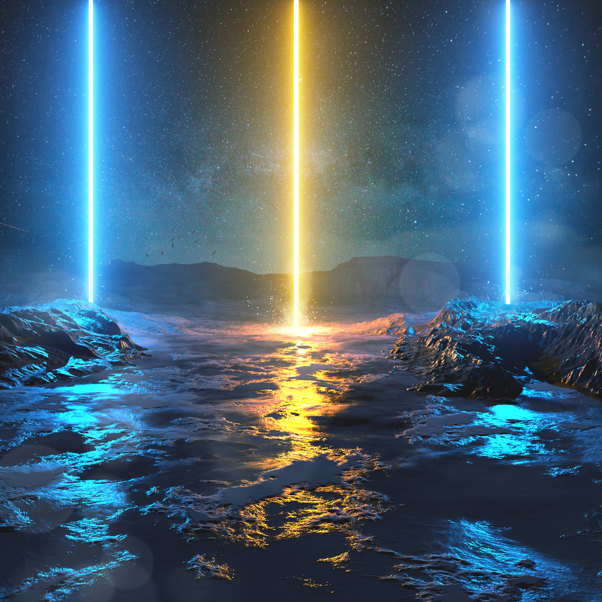 Download mobile wallpaper Beams, Rays, Shine, Bright, 3D, Lines, Light for free.