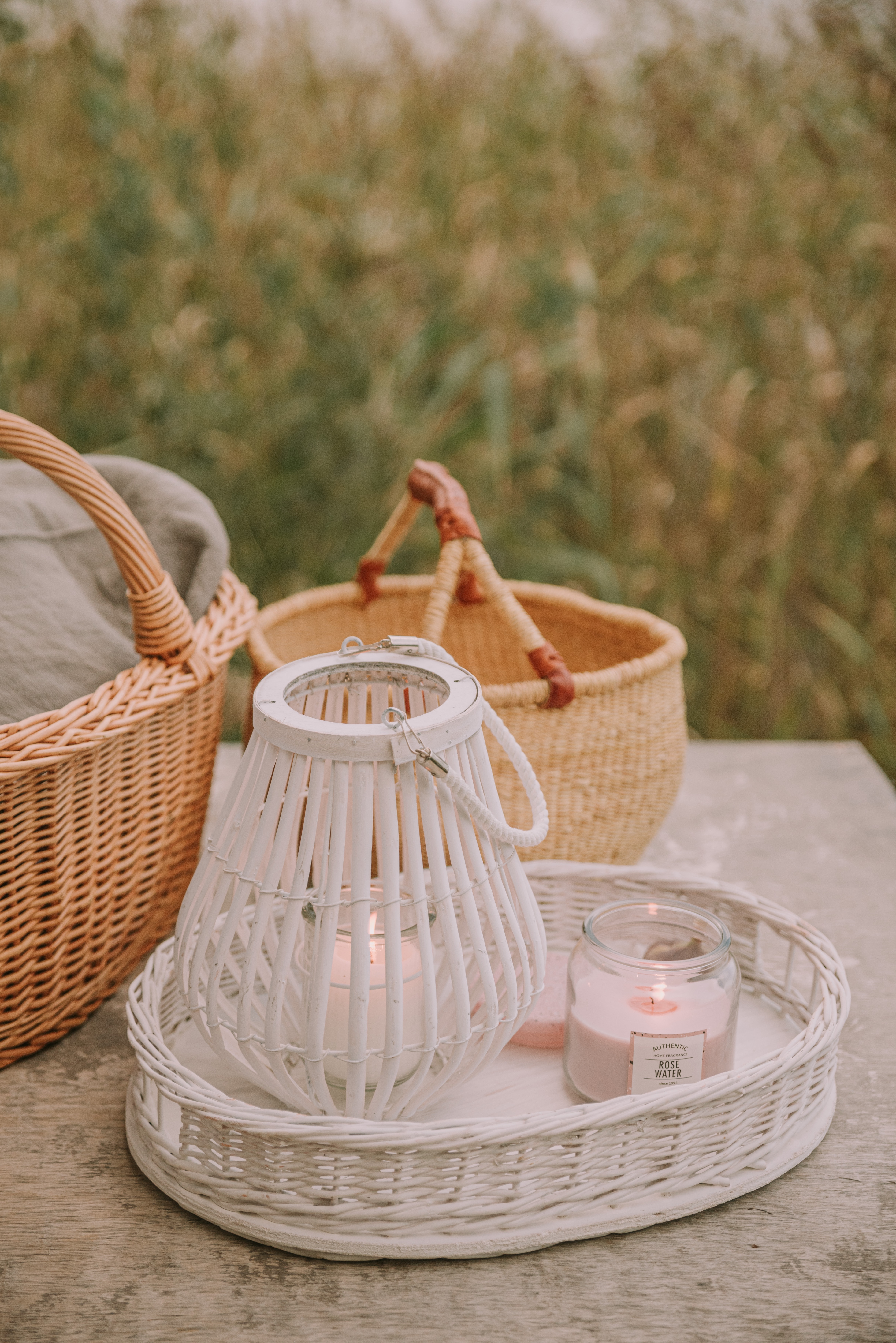 food, candles, wood, wooden, basket, wicker, braided, banks