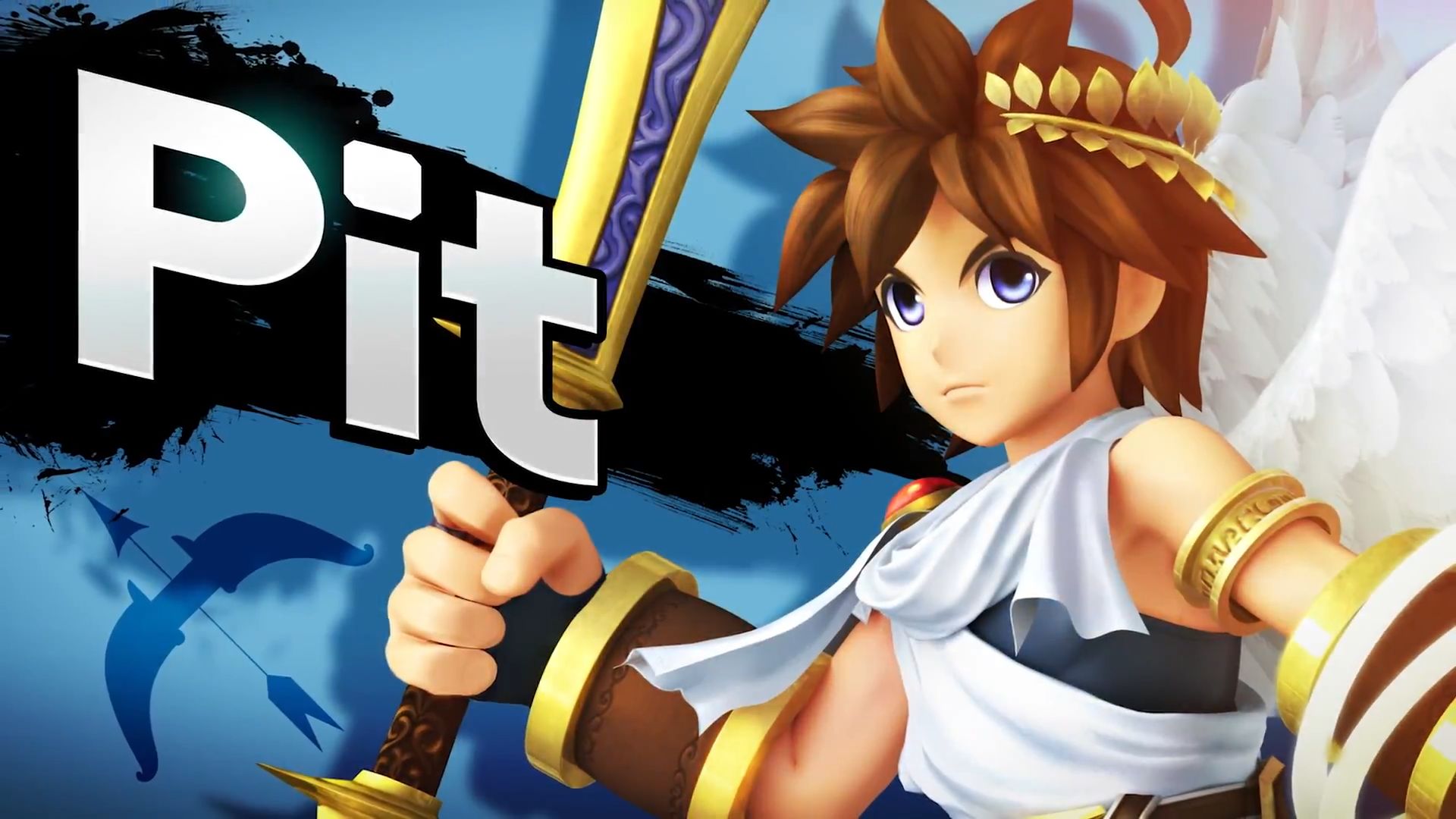 Super Smash Bros. Для Nintendo 3ds и Wii u. Пит из игры Nintendo 3ds «Kid Icarus: Uprising». Фон Wii u. Super Smash Bros background.