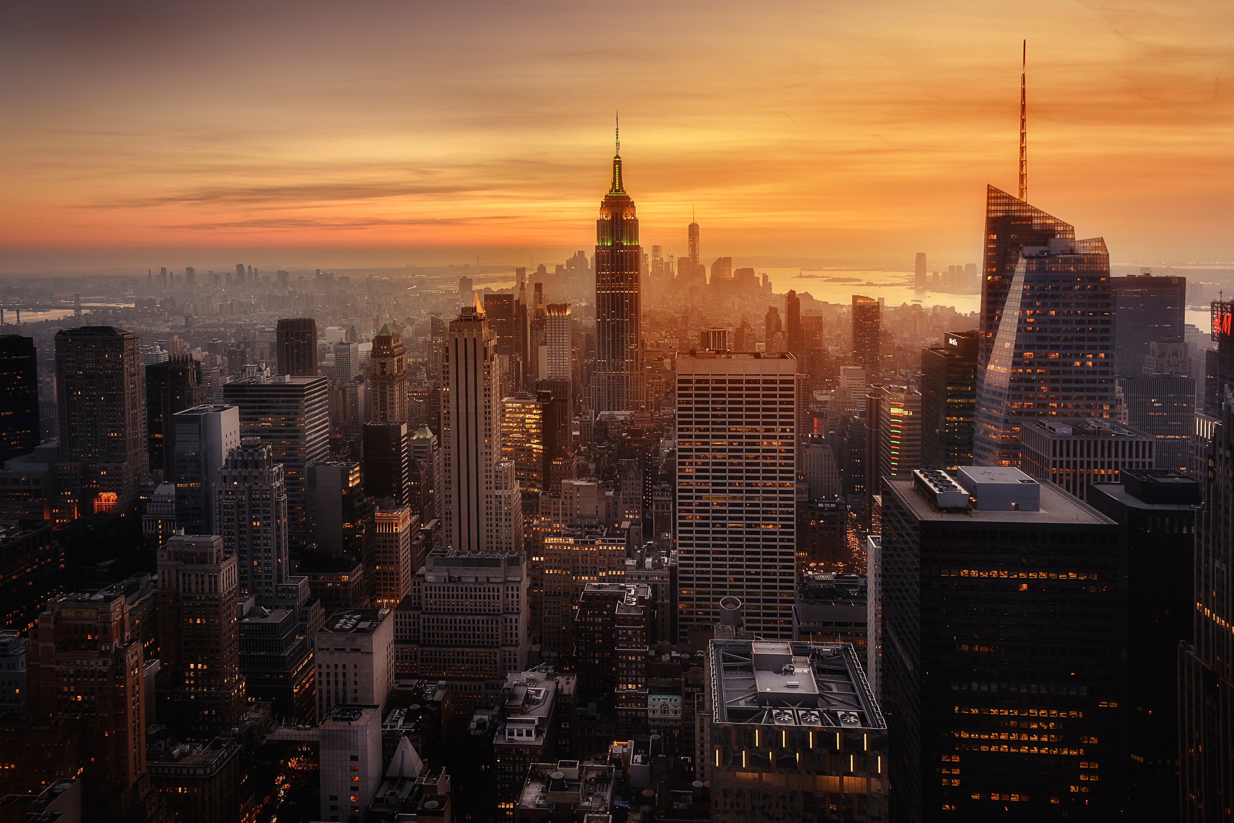 empire state building, usa, man made, new york, building, city, cityscape, skyscraper, sunset, cities