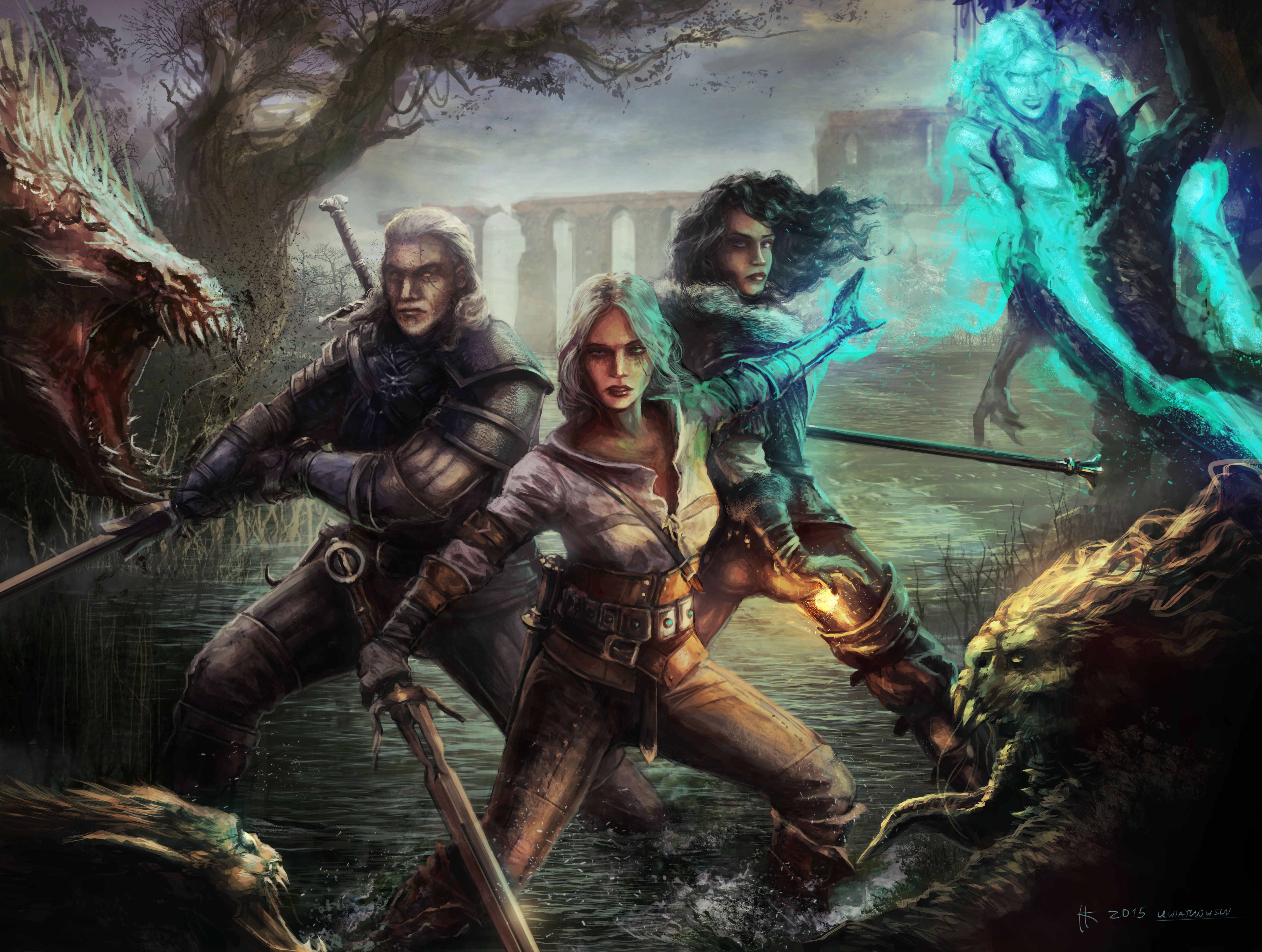 Wallpaper The Witcher 3 Wild Hunt Geralt of Rivia Ciri Darkness Arm  Background  Download Free Image