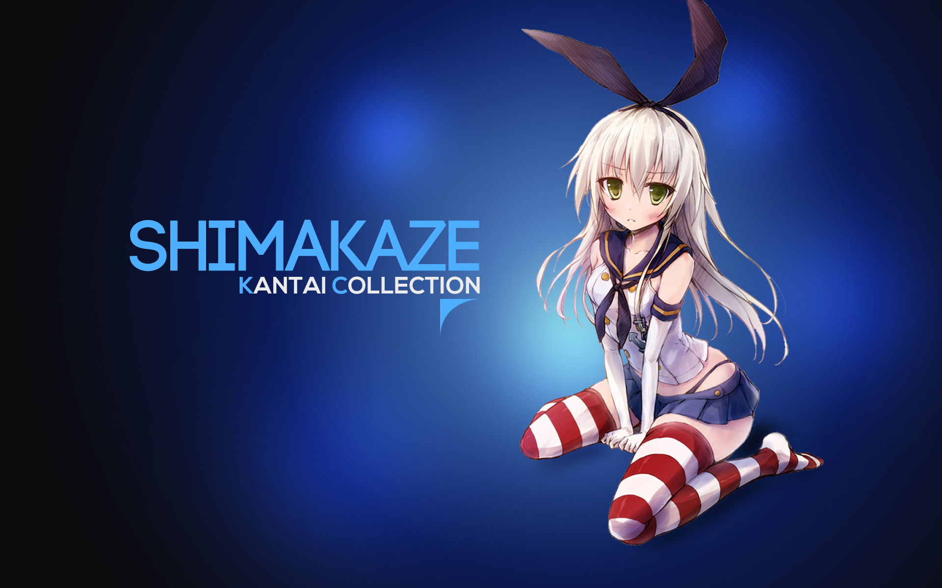 anime, kantai collection, blush, shimakaze (kancolle), skirt, thigh highs wallpapers for tablet