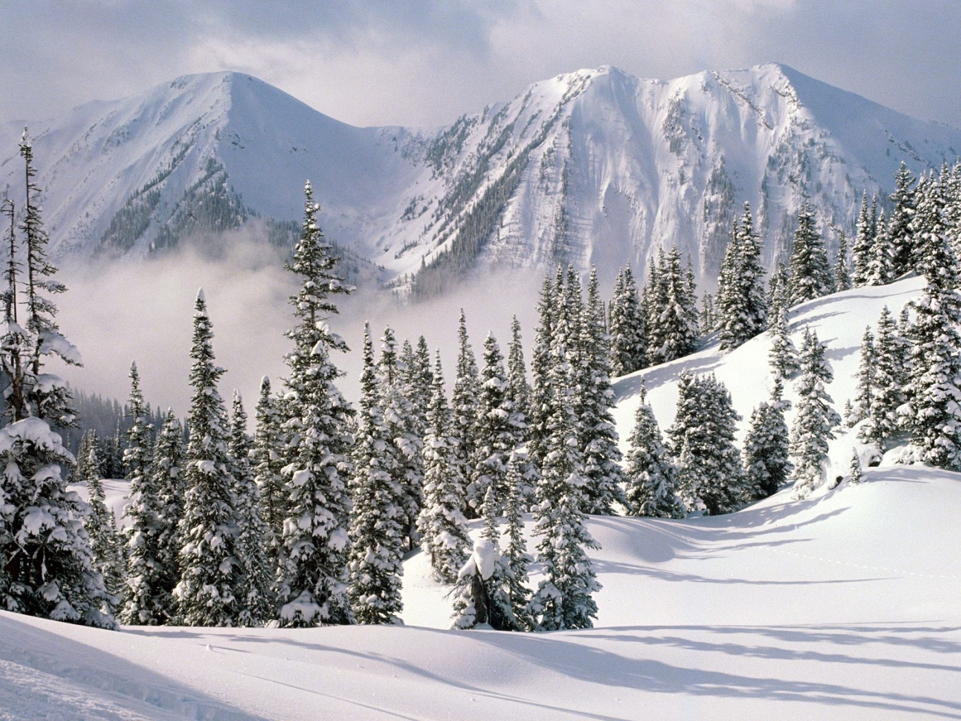 Скачать обои бесплатно Горы, Пейзаж, Зима картинка на рабочий стол ПК