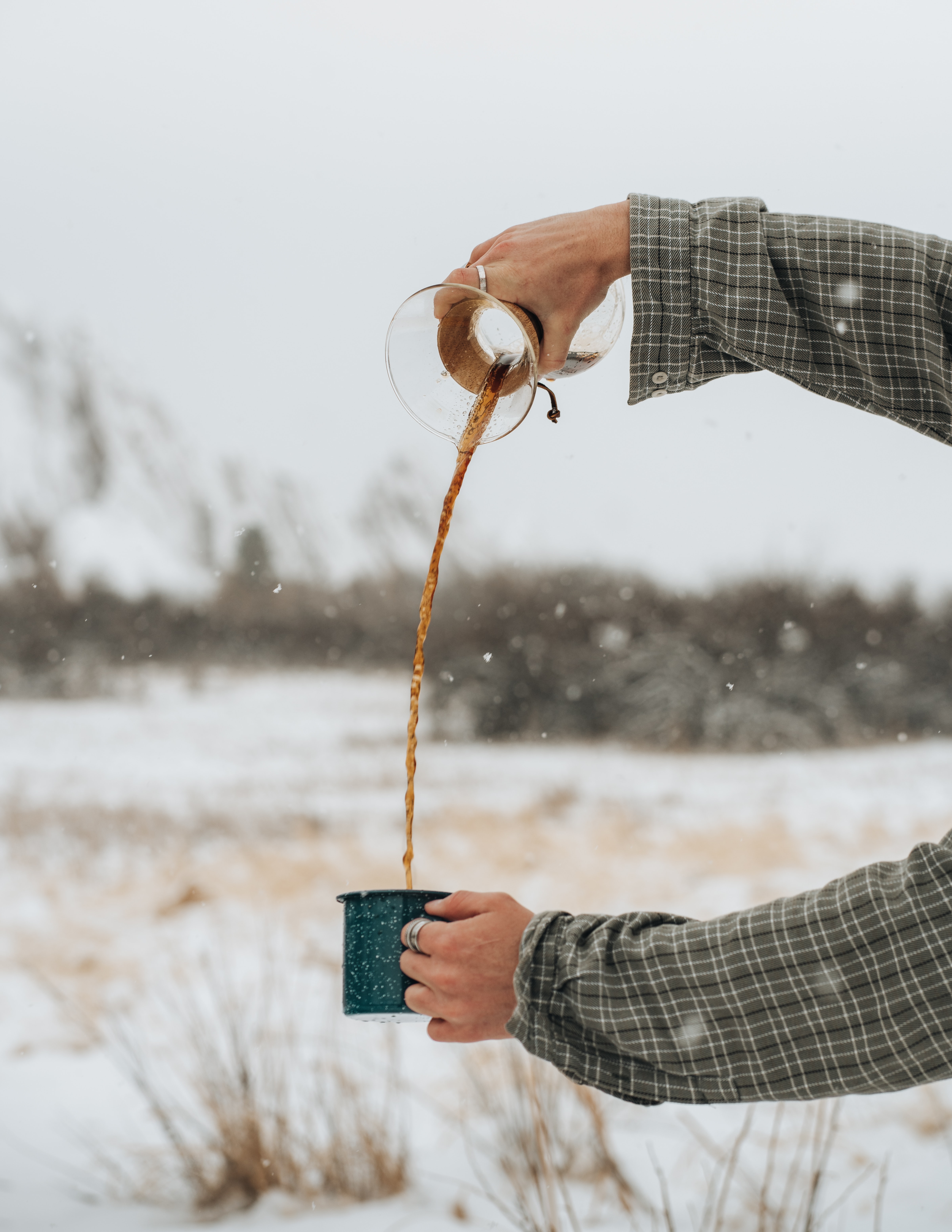 Download mobile wallpaper Miscellanea, Snow, Mug, Winter, Miscellaneous, Cup, Hands, Coffee for free.