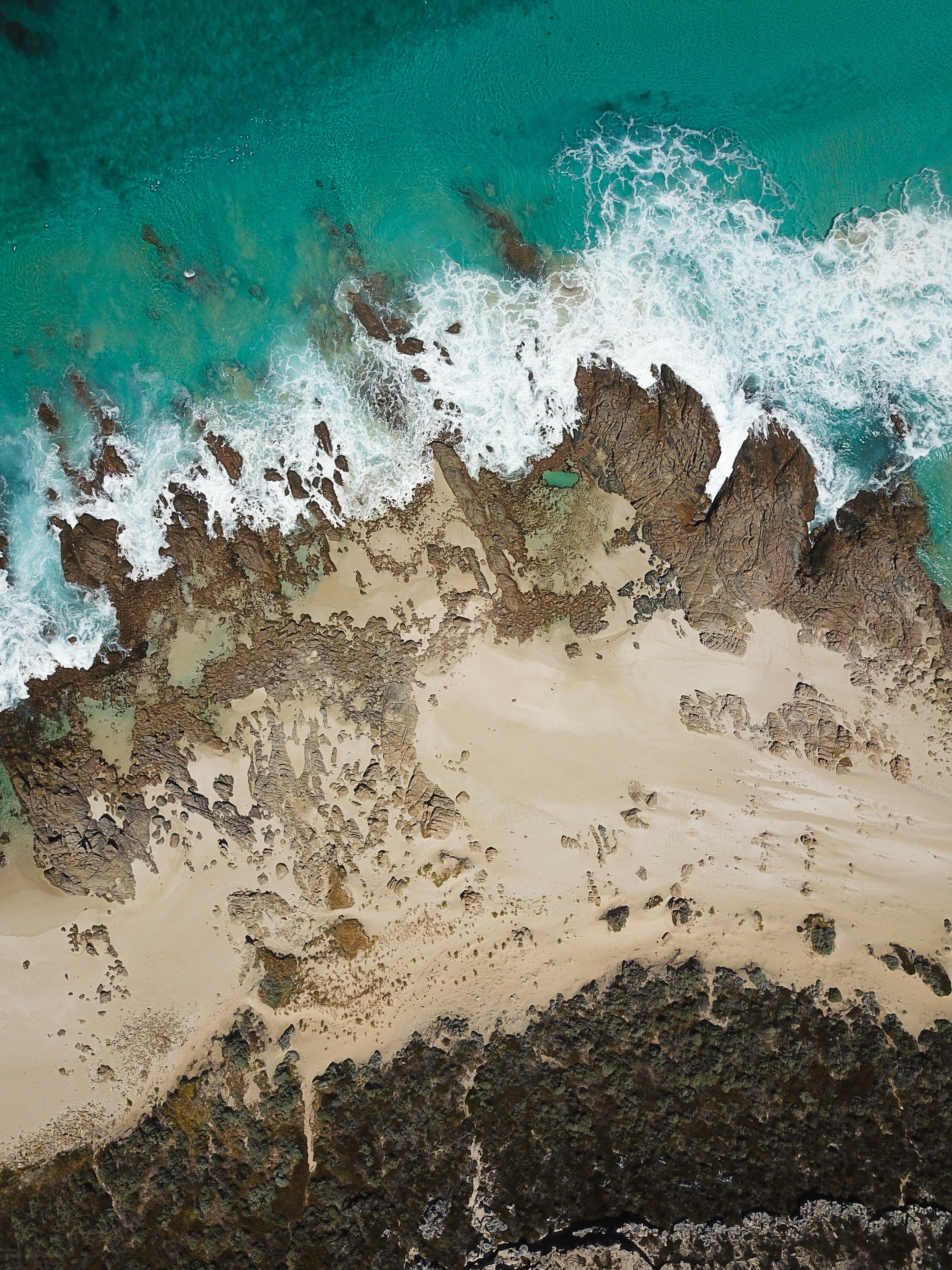 view from above, nature, sea, sand, coast, surf Phone Background
