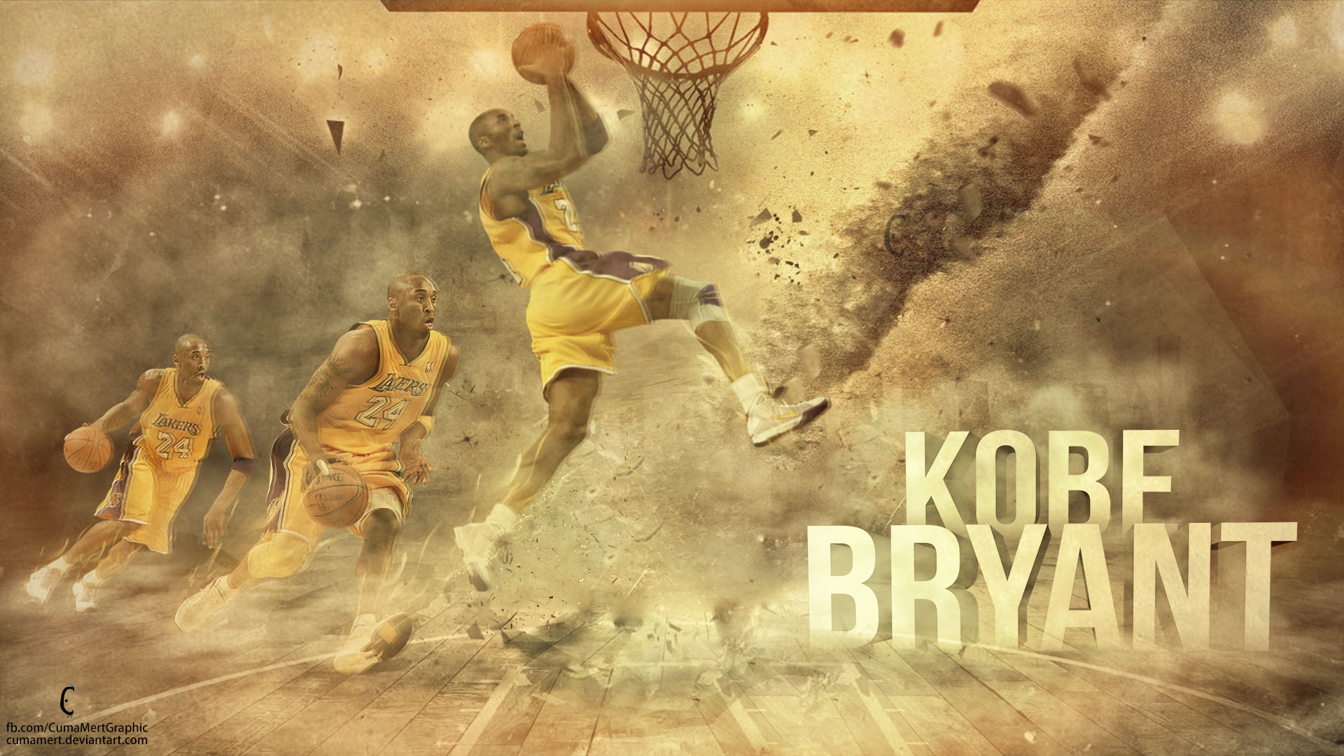 Download Black Cool Kobe Bryant La Lakers Digital Art Wallpaper