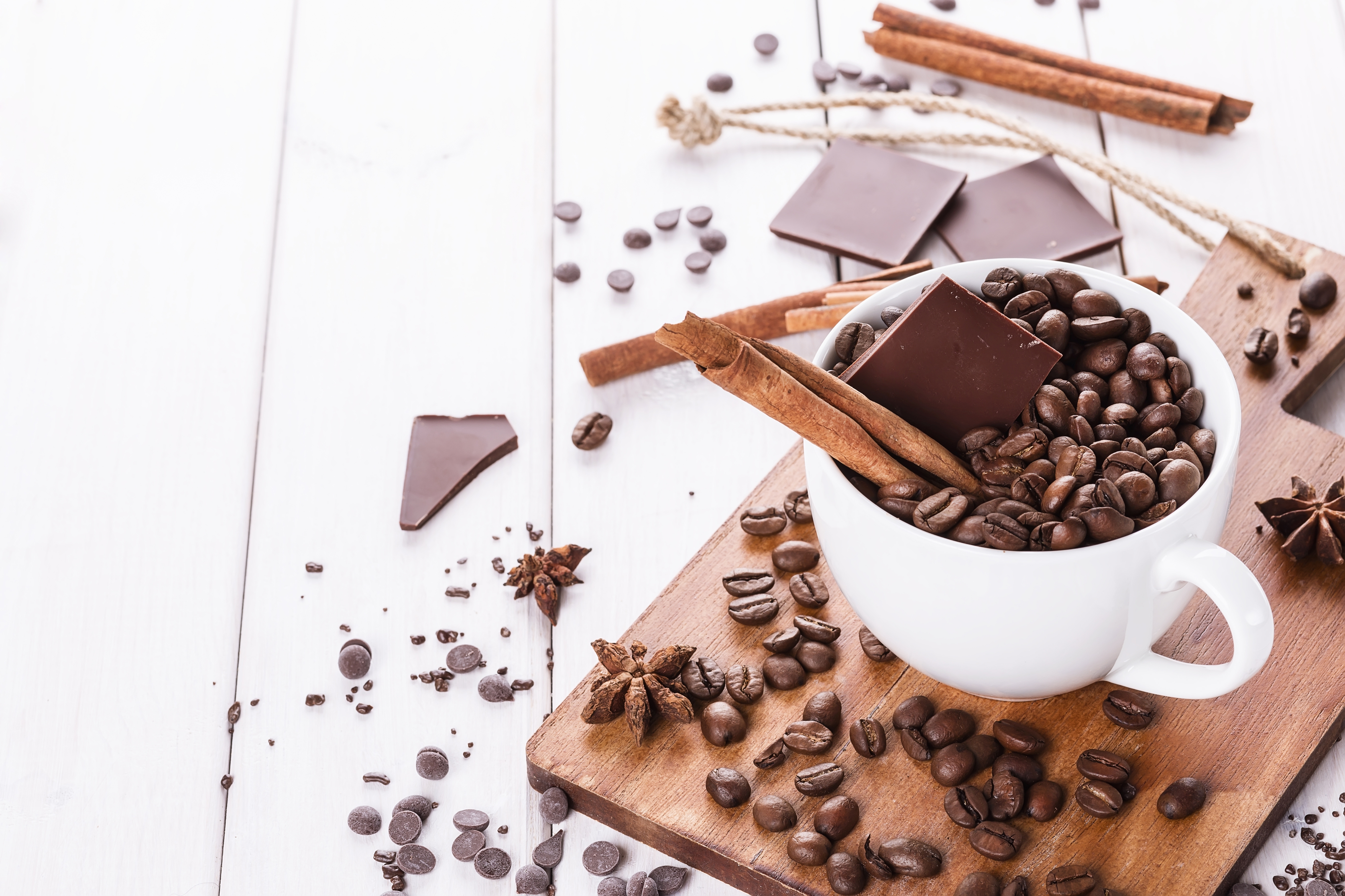 Free download wallpaper Food, Chocolate, Coffee, Cinnamon, Cup, Coffee Beans on your PC desktop