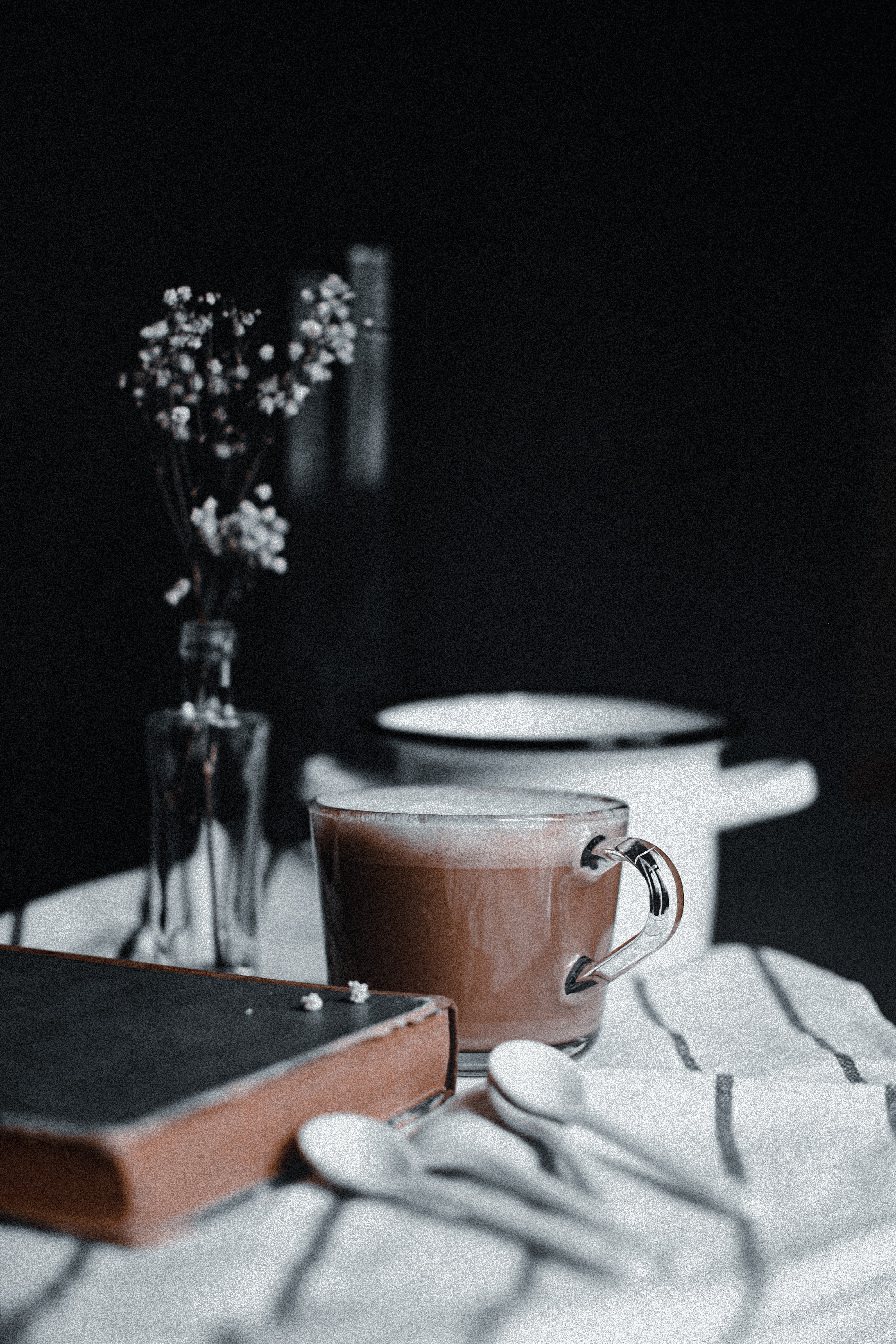 Download mobile wallpaper Coffee, Mug, Food, Flowers, Drink, Cup, Beverage, Still Life for free.