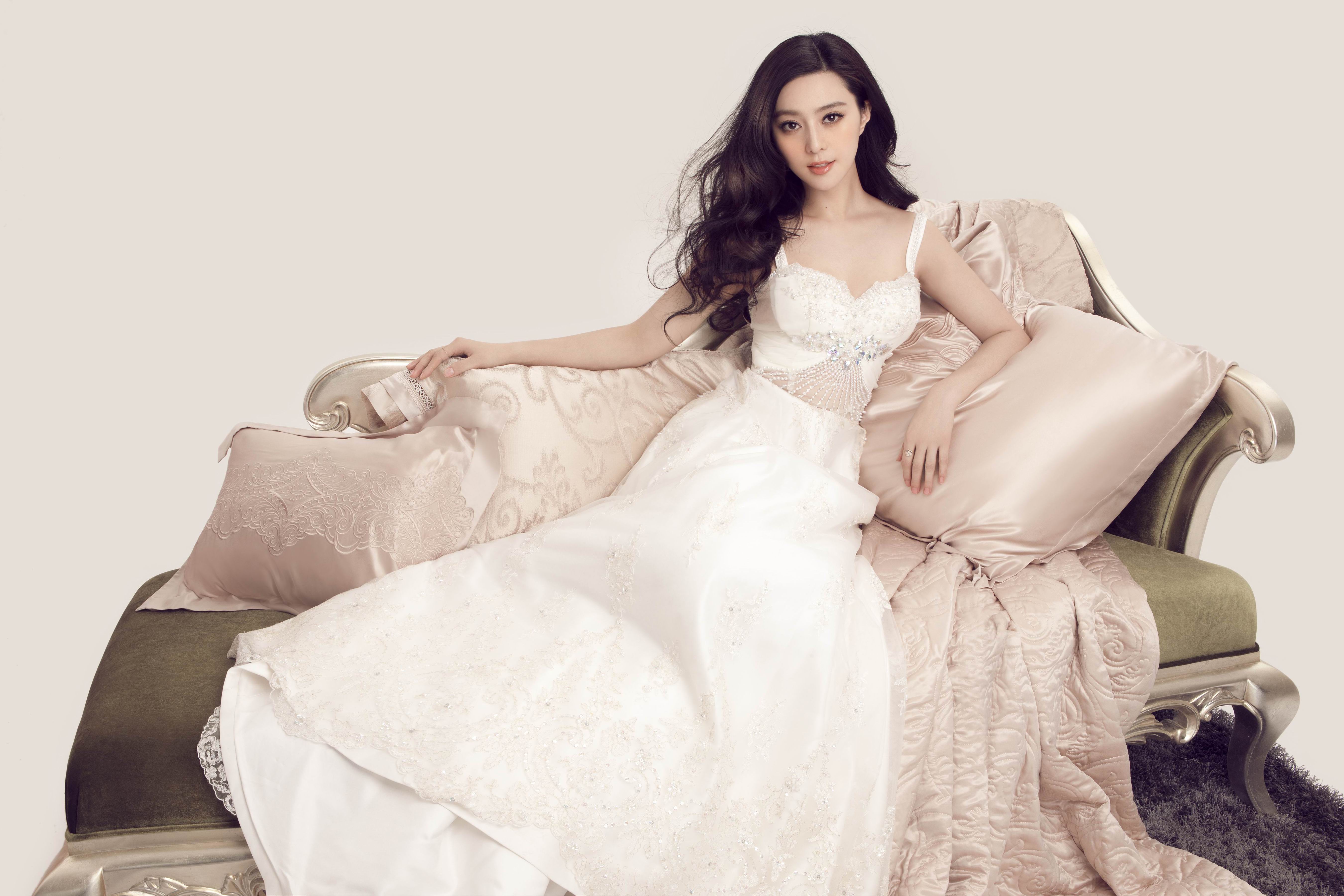 celebrity, fan bingbing, actress, chinese, couch, dress, sofa mobile wallpaper