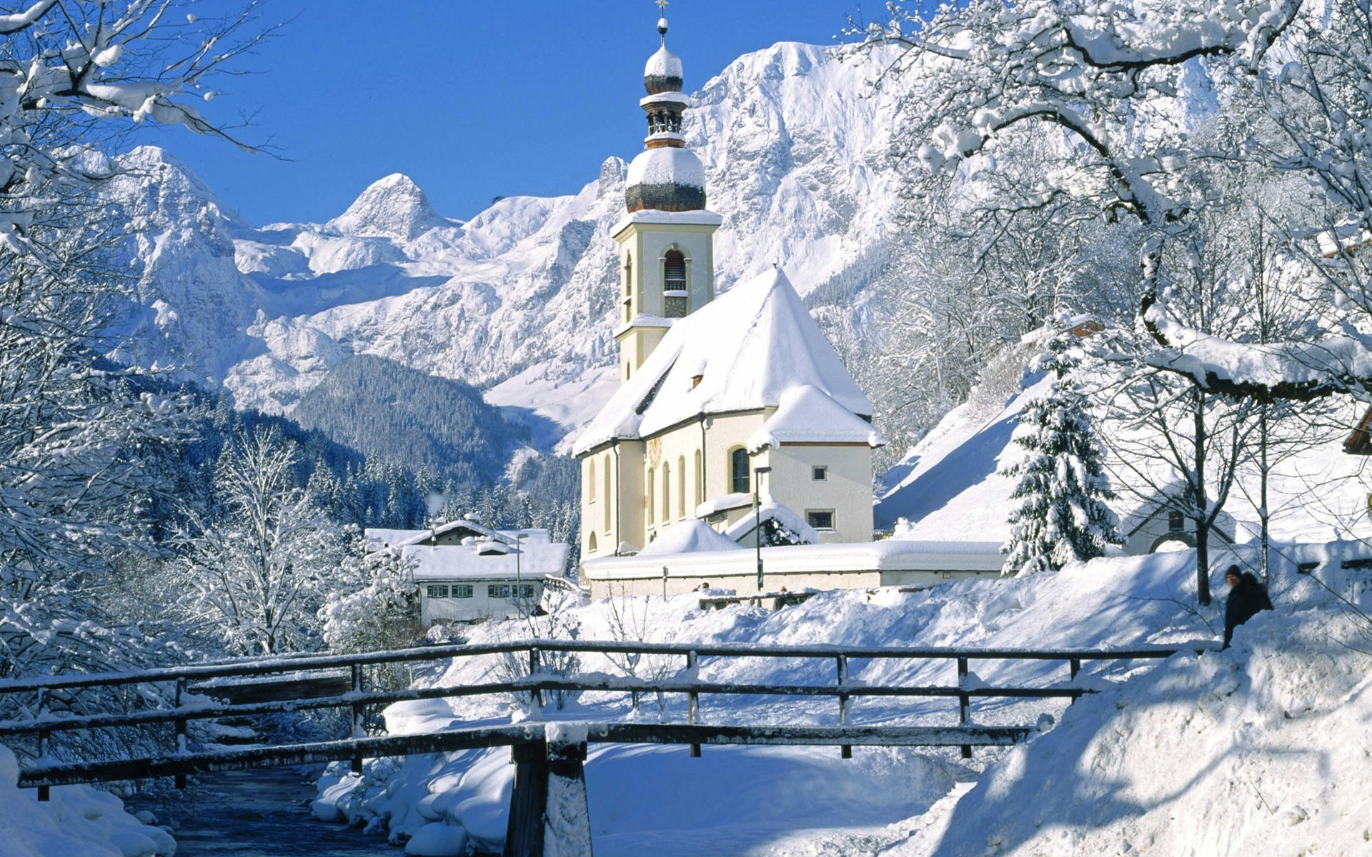 Download mobile wallpaper Church, Germany, Building, Snow, Man Made, Winter, Tree, Earth for free.