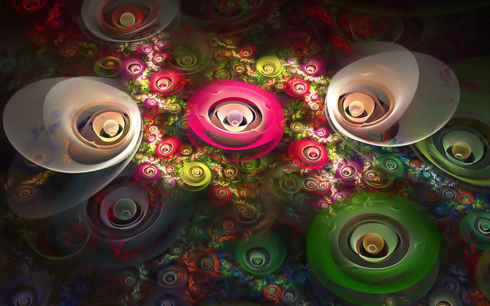 Free download wallpaper Flowers, Multicolored, Motley, Abstract, Background, Fractal on your PC desktop
