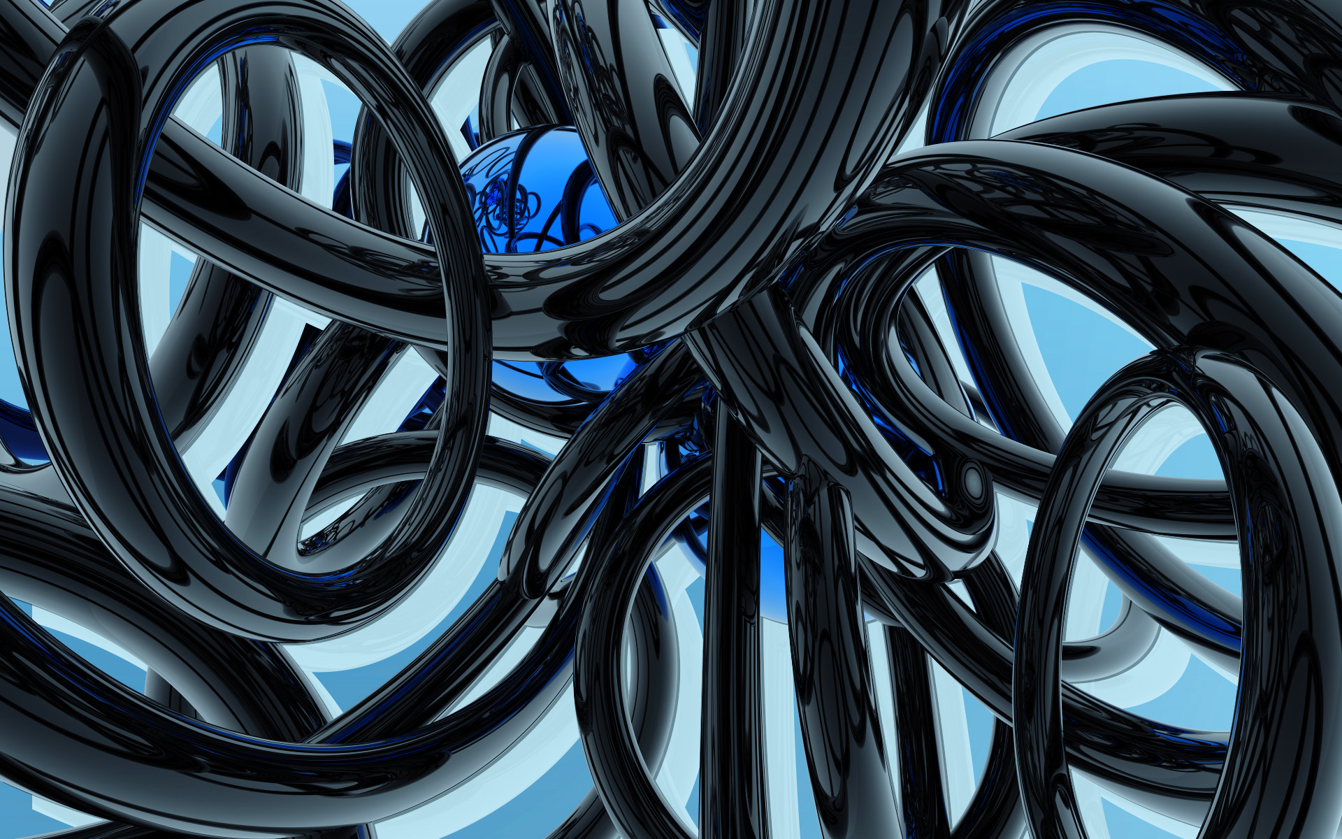 tube, 3d, sphere, abstract, black, blue, cgi, fractal