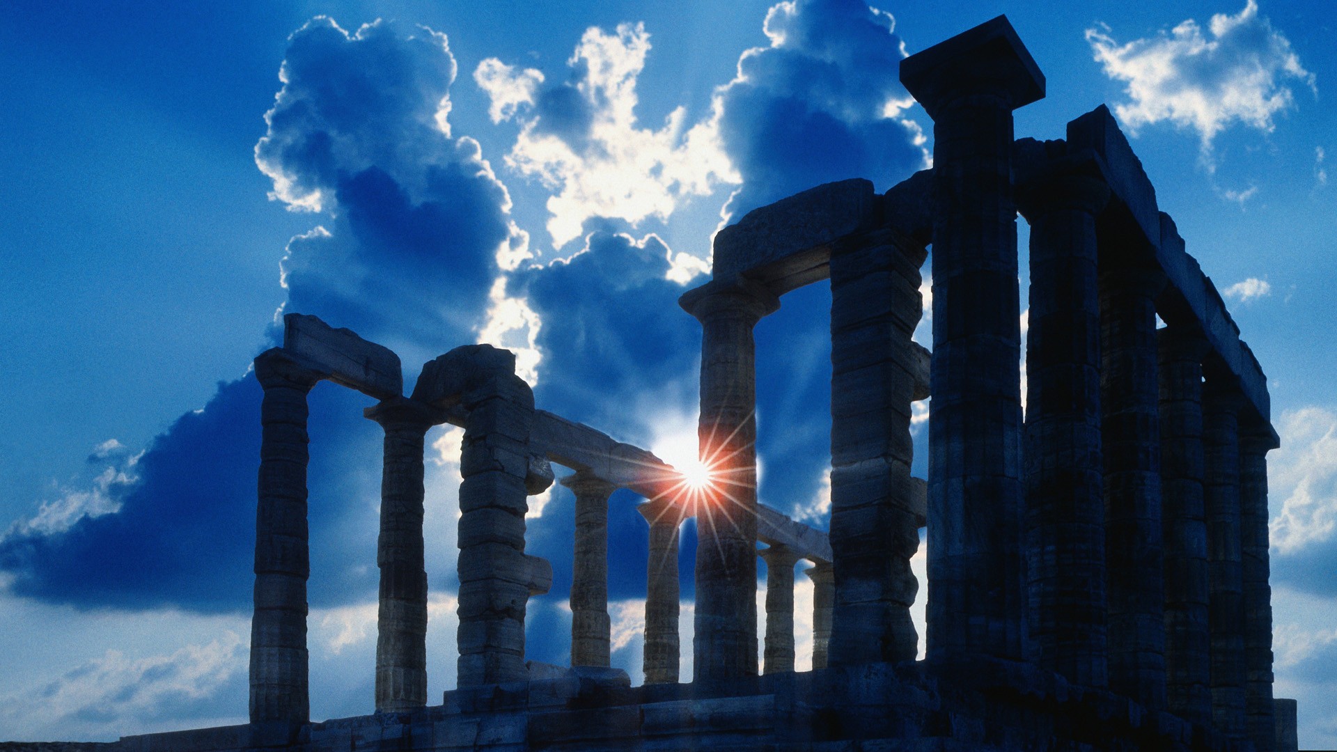 Download mobile wallpaper Sun, Architecture, Cloud, Ruin, Man Made, Sunshine, Arch Of Hadrian for free.