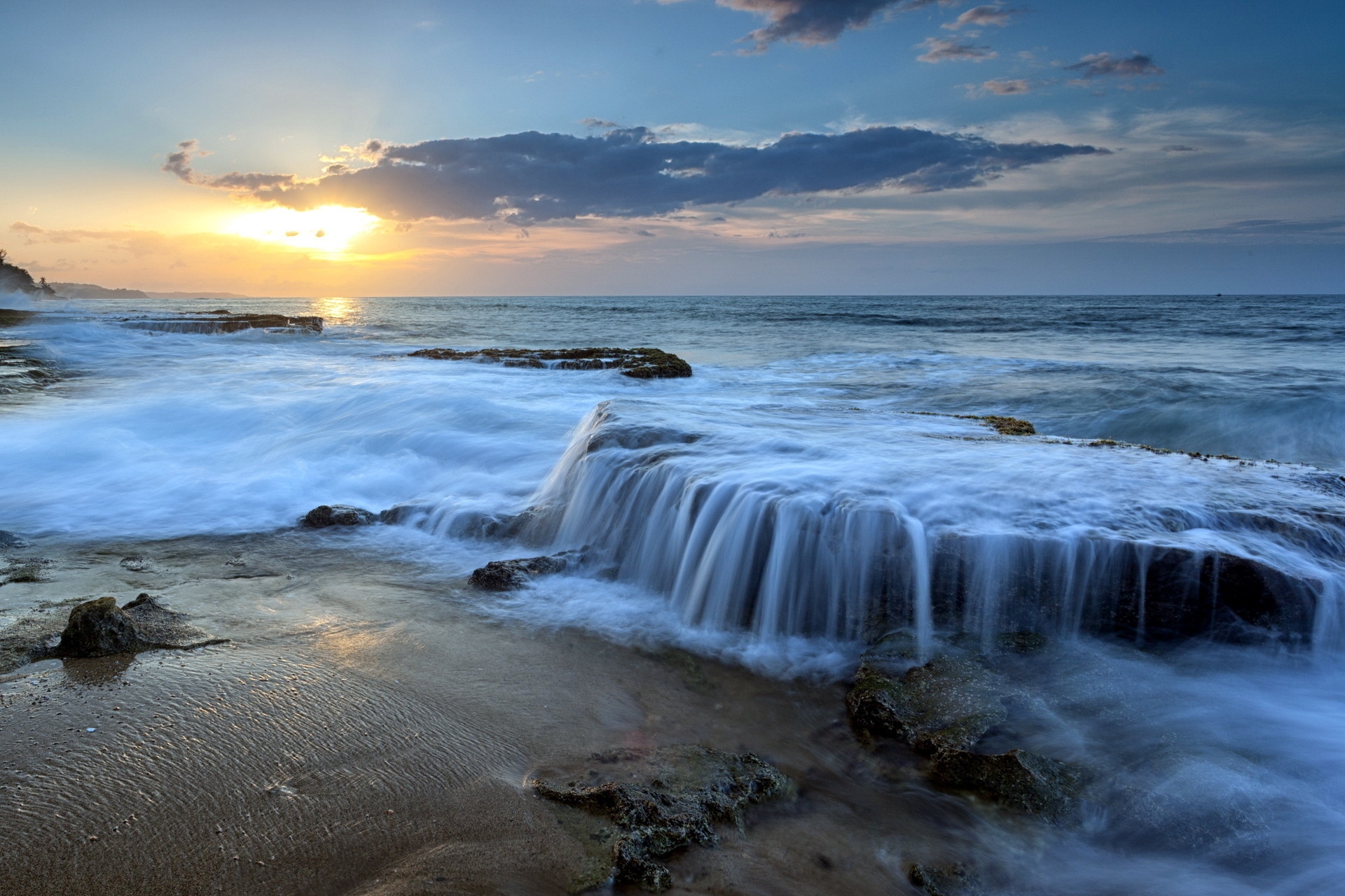 nature, water, evening, rocky shore, wave, stony coast, sound of the sea, noise of the sea