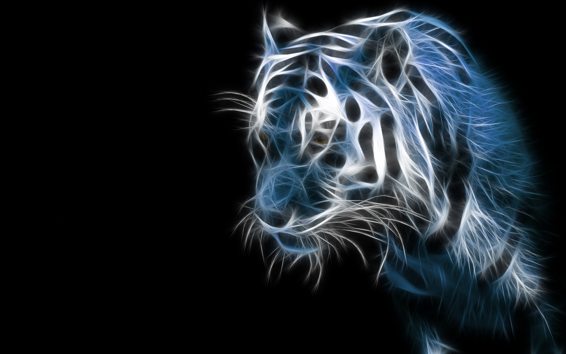 fractal, animal, cats, white tiger