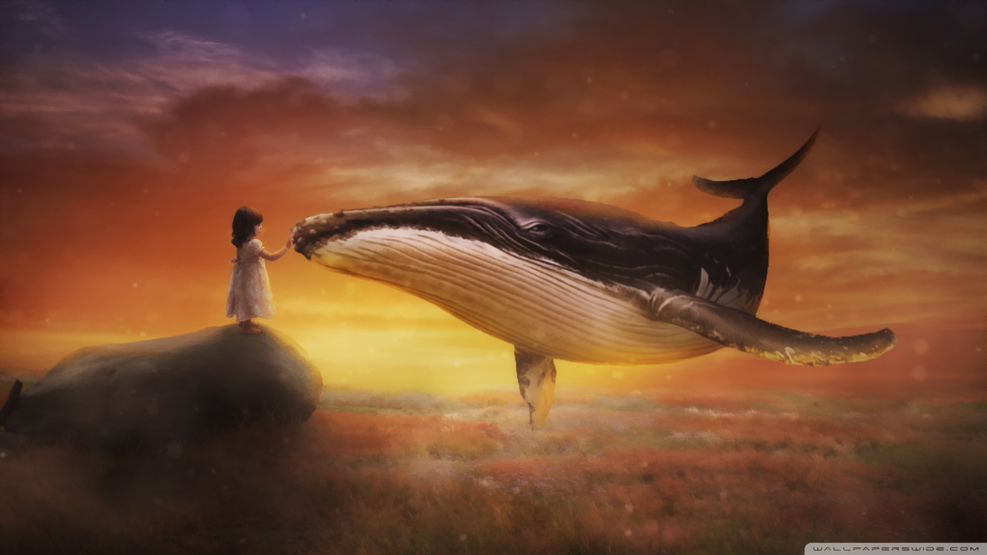Девушка и кит в небе