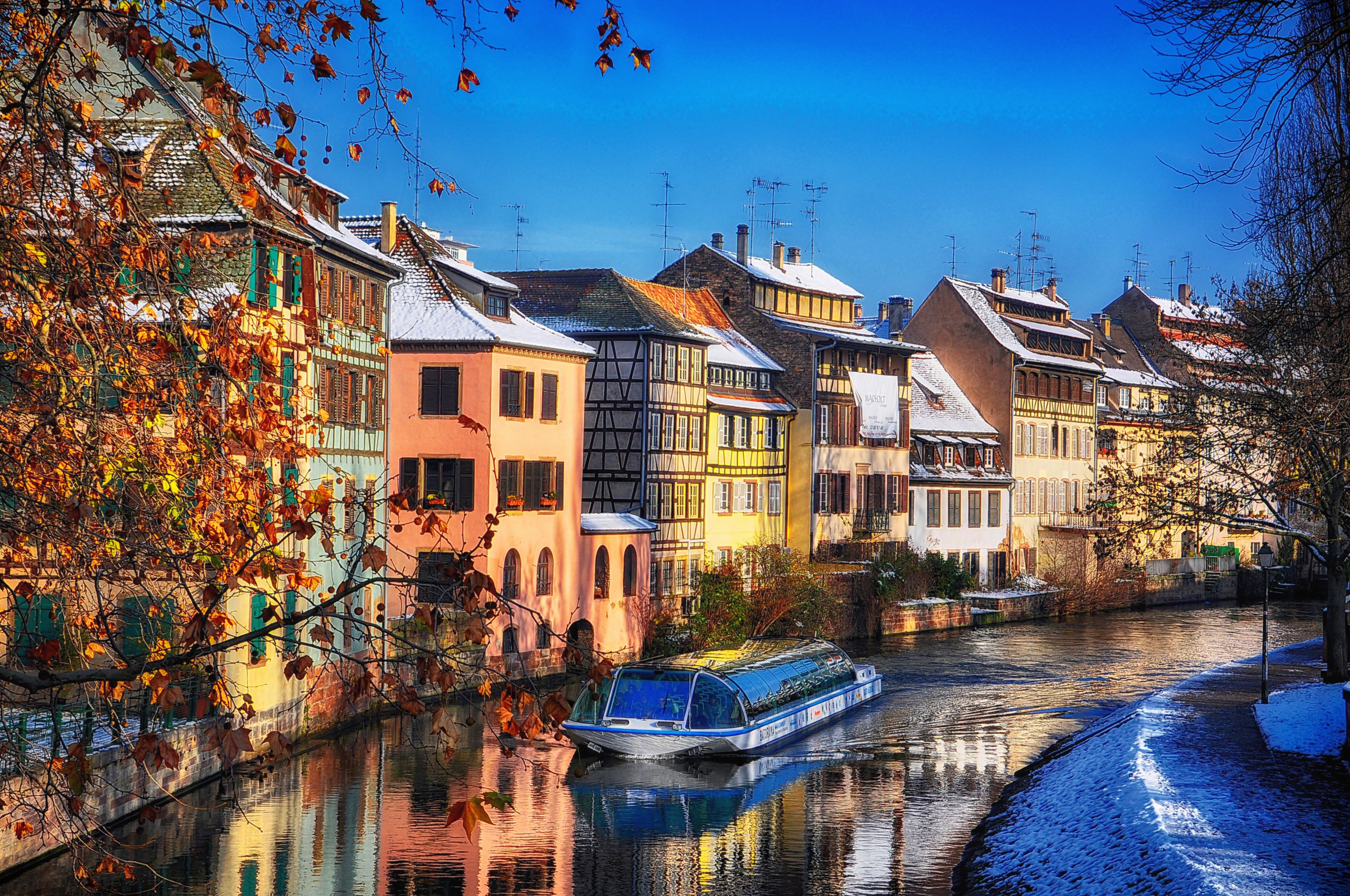 man made, strasbourg, city, france, house, river, cities