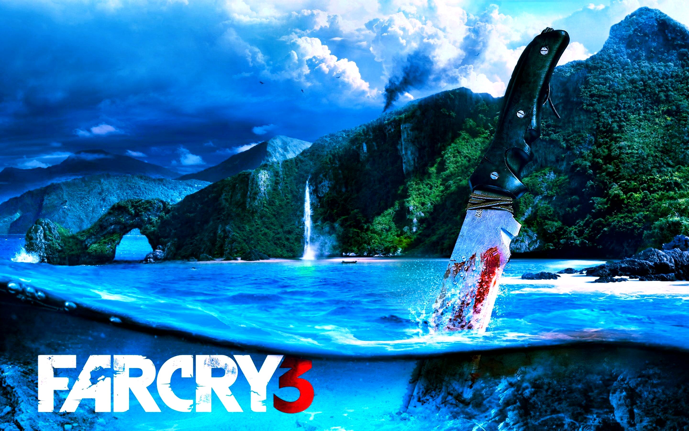 water, tropical, mountain, video game, far cry 3, cloud, far cry, knife, turquoise phone background
