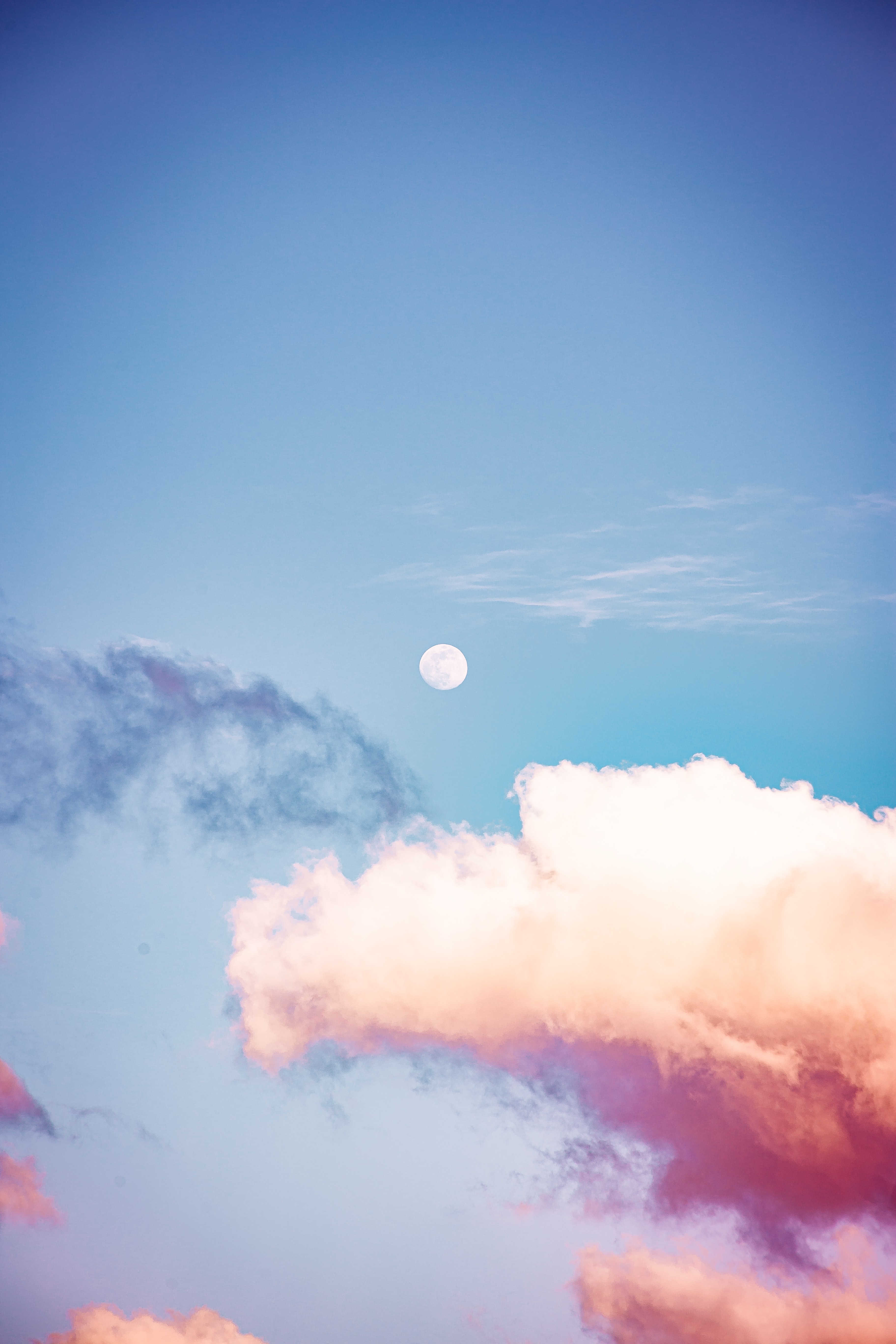 140202 завантажити картинку хмари, природа, небо, місяць - шпалери і заставки безкоштовно