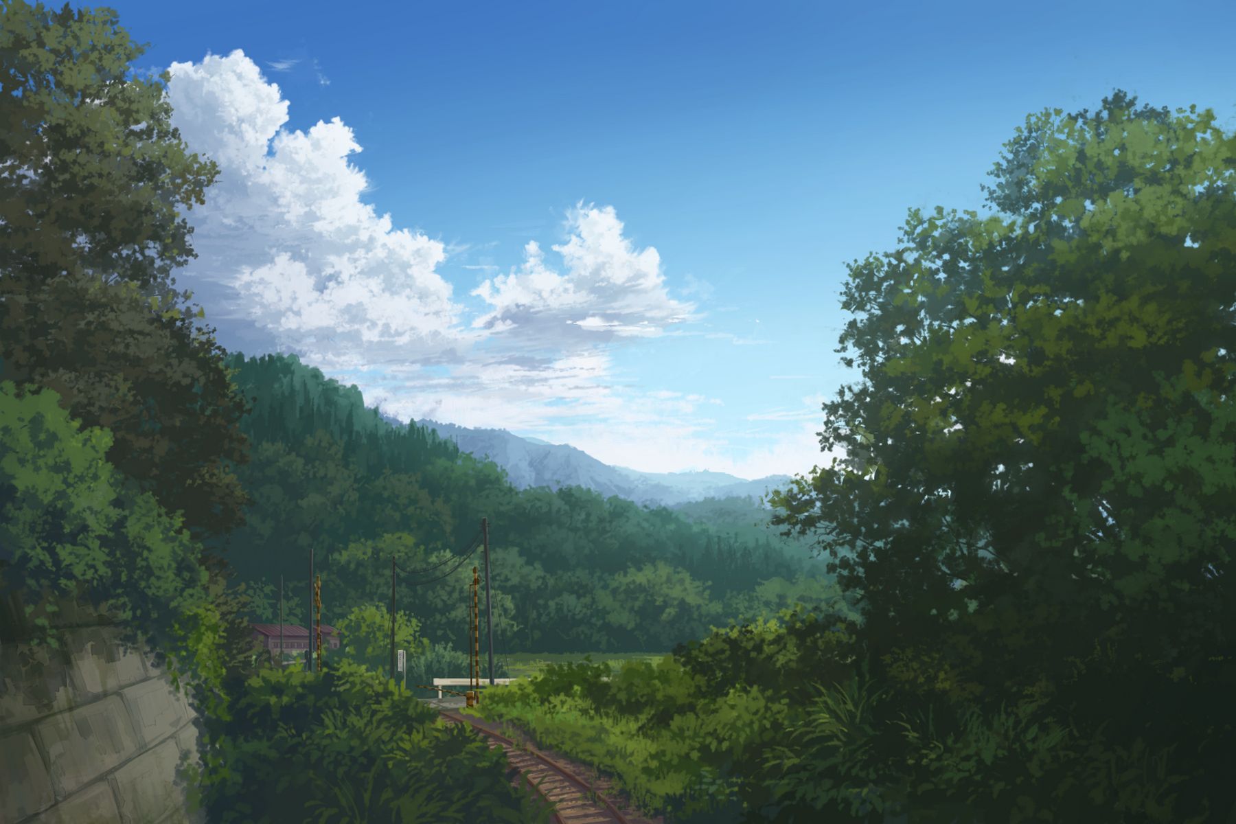 Дорога в лесу аниме