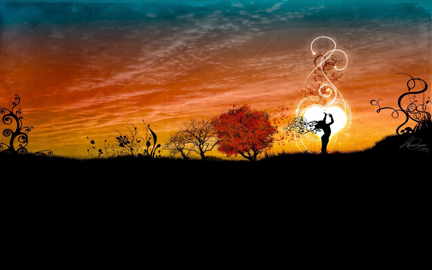 HD wallpaper vector, girl, nature, dance, silhouette, look, appearance