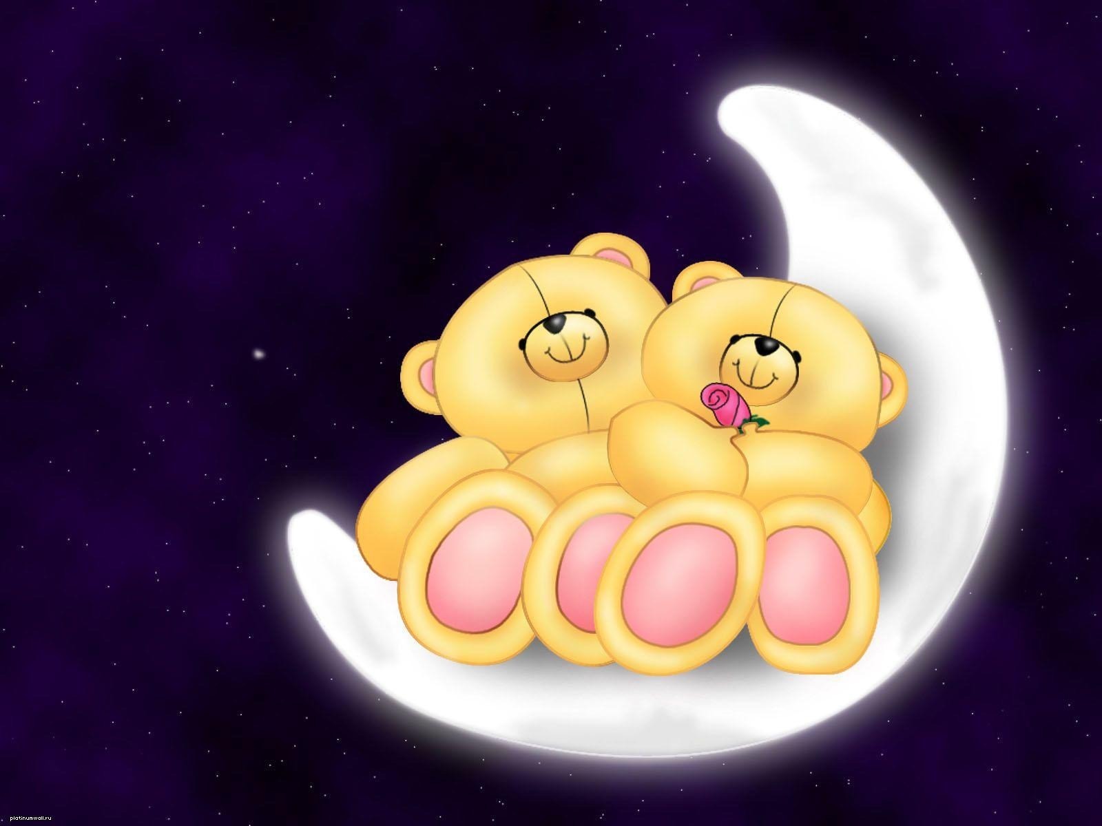 Download mobile wallpaper Toys, Background, Moon, Love for free.