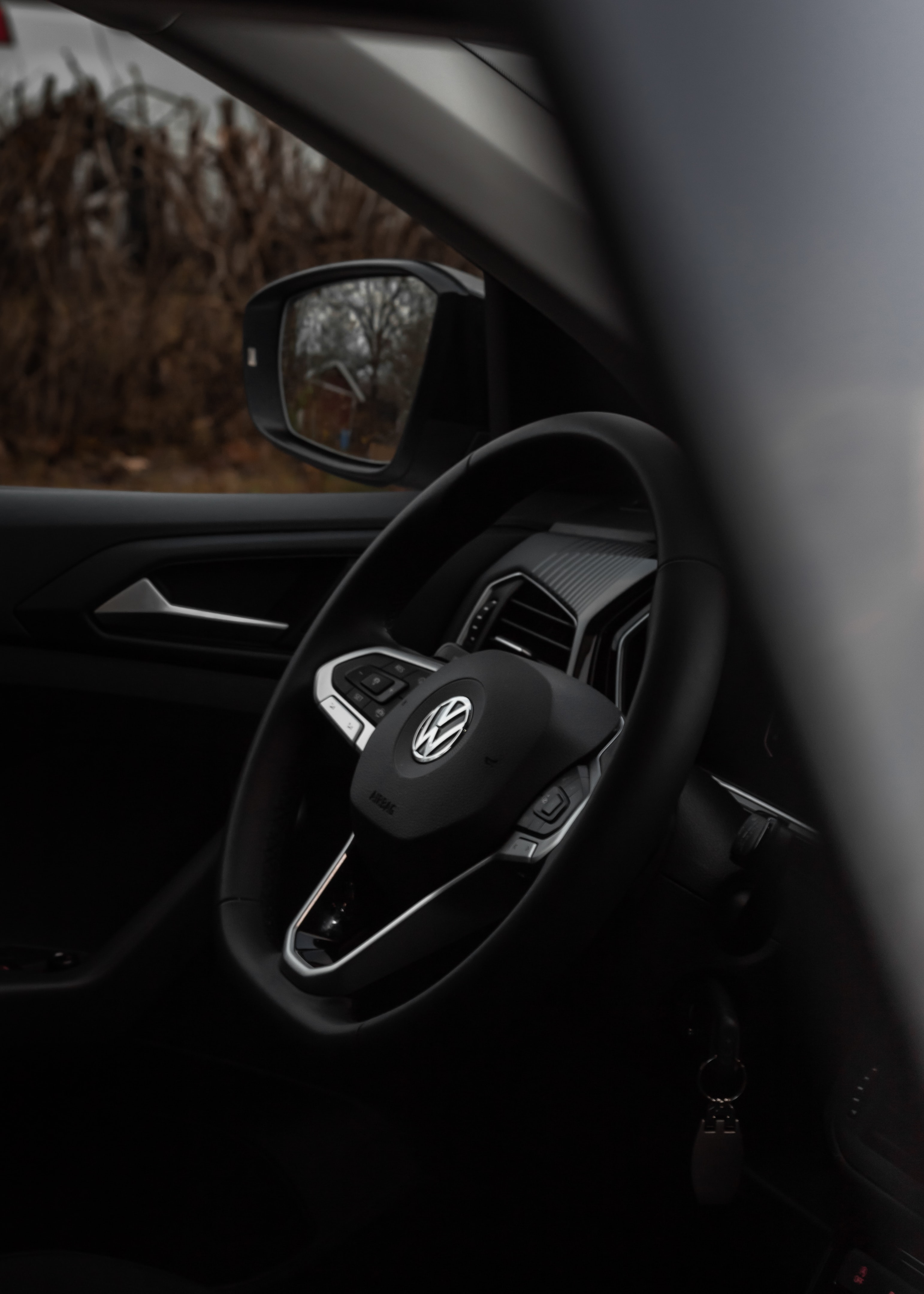 volkswagen, rudder, steering wheel, black, cars, car 8K