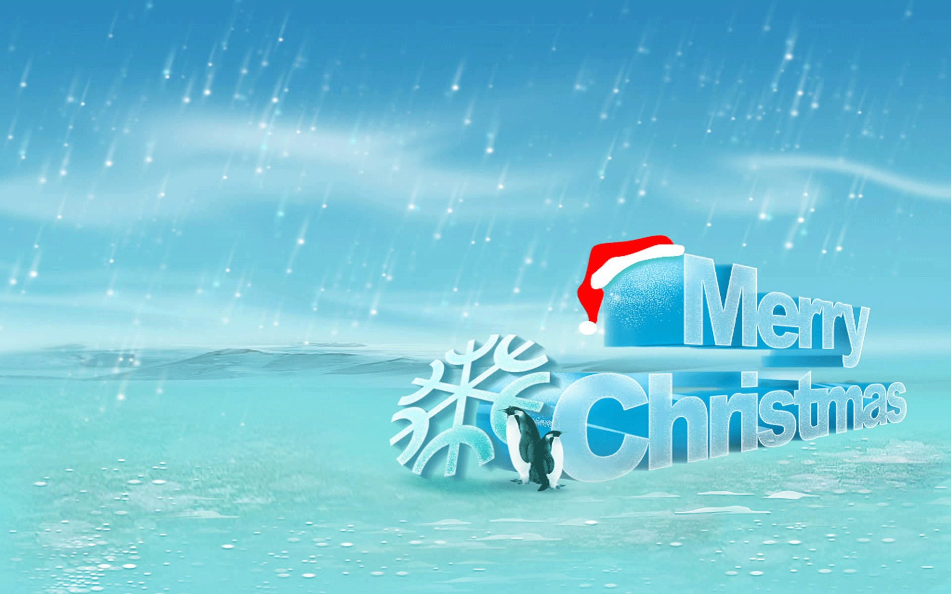Descarga gratuita de fondo de pantalla para móvil de Navidad, Día Festivo, Copo De Nieve, Pingüino, Feliz Navidad, Sombrero De Santa.