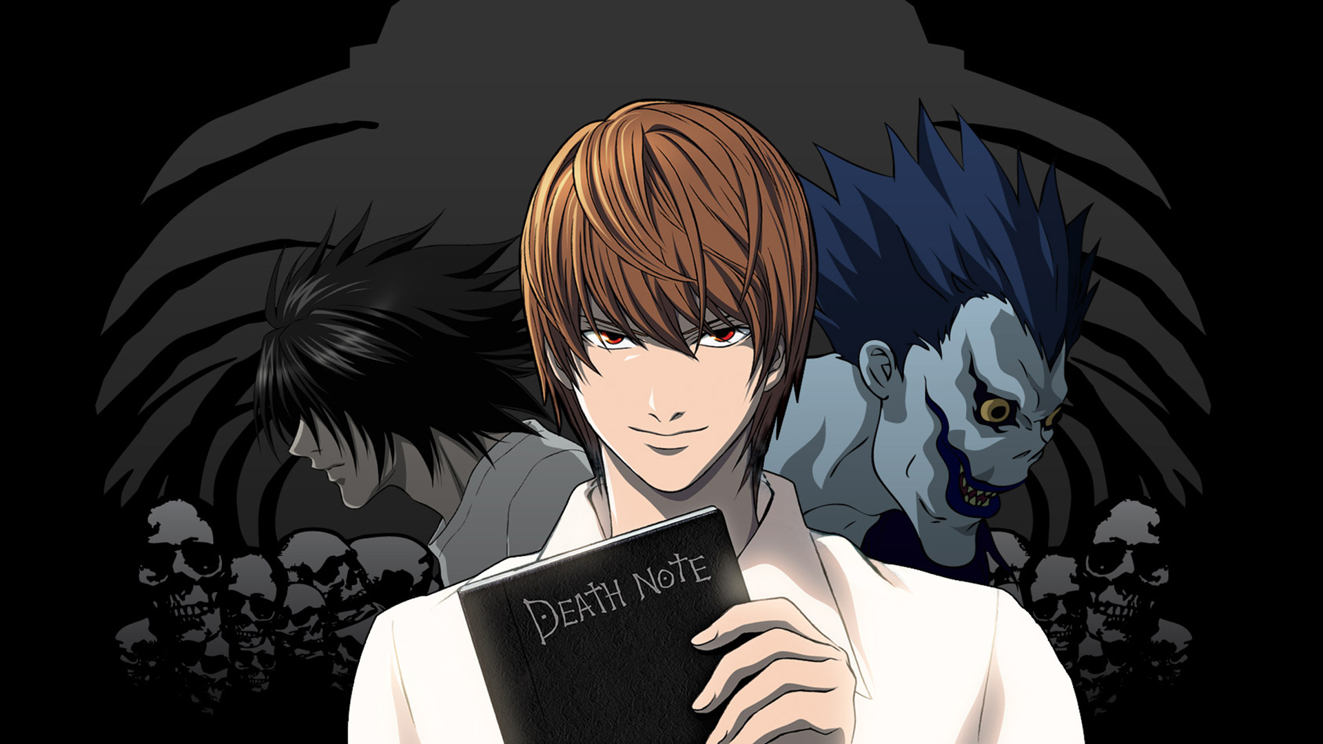 death note, anime, l (death note), light yagami, ryuk (death note) Smartphone Background