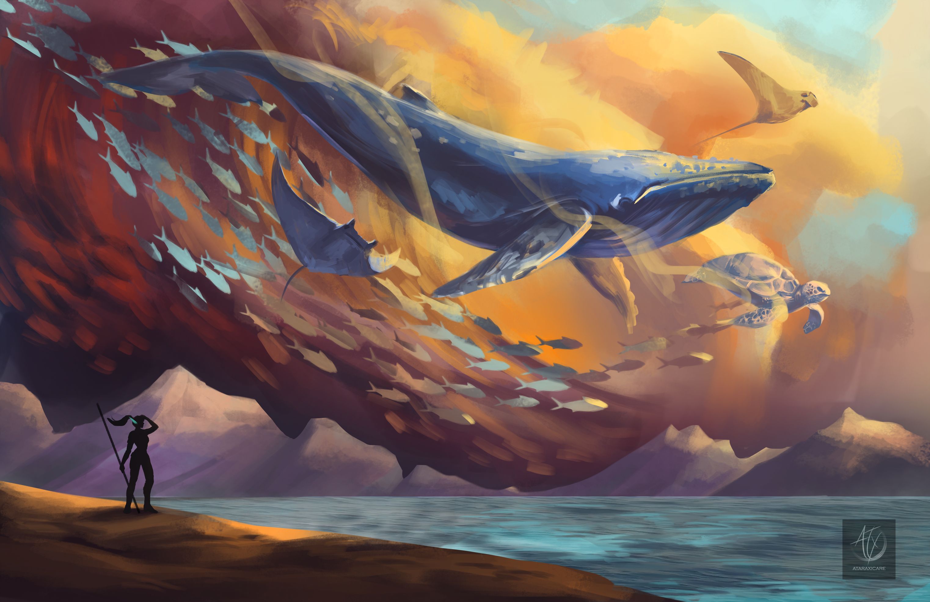 Летающий кит в небе