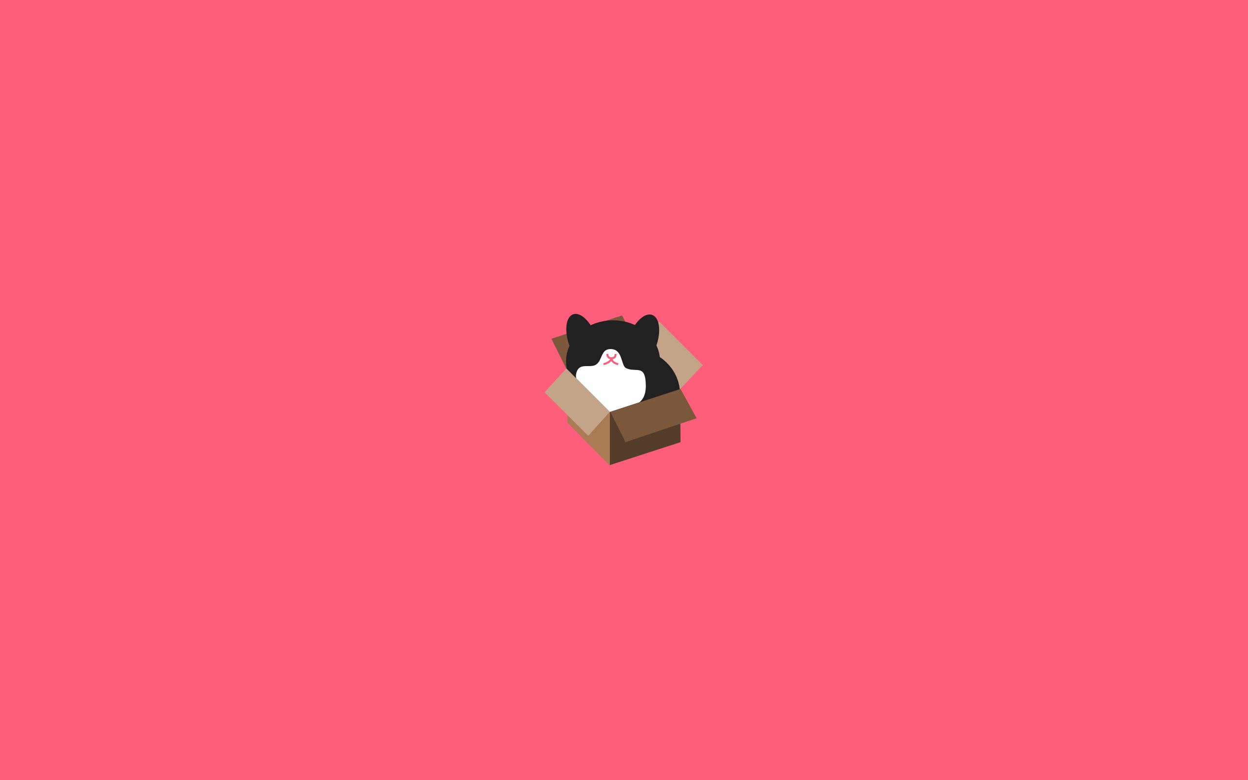 Download mobile wallpaper Box, Cat, Picture, Drawing, Minimalism for free.