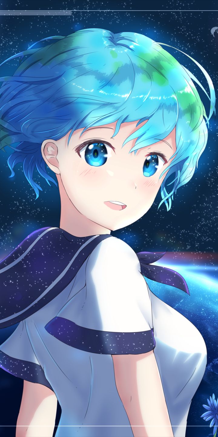 Modelo Do Anime Com Cabelo Azul Foto de Stock - Imagem de olhos