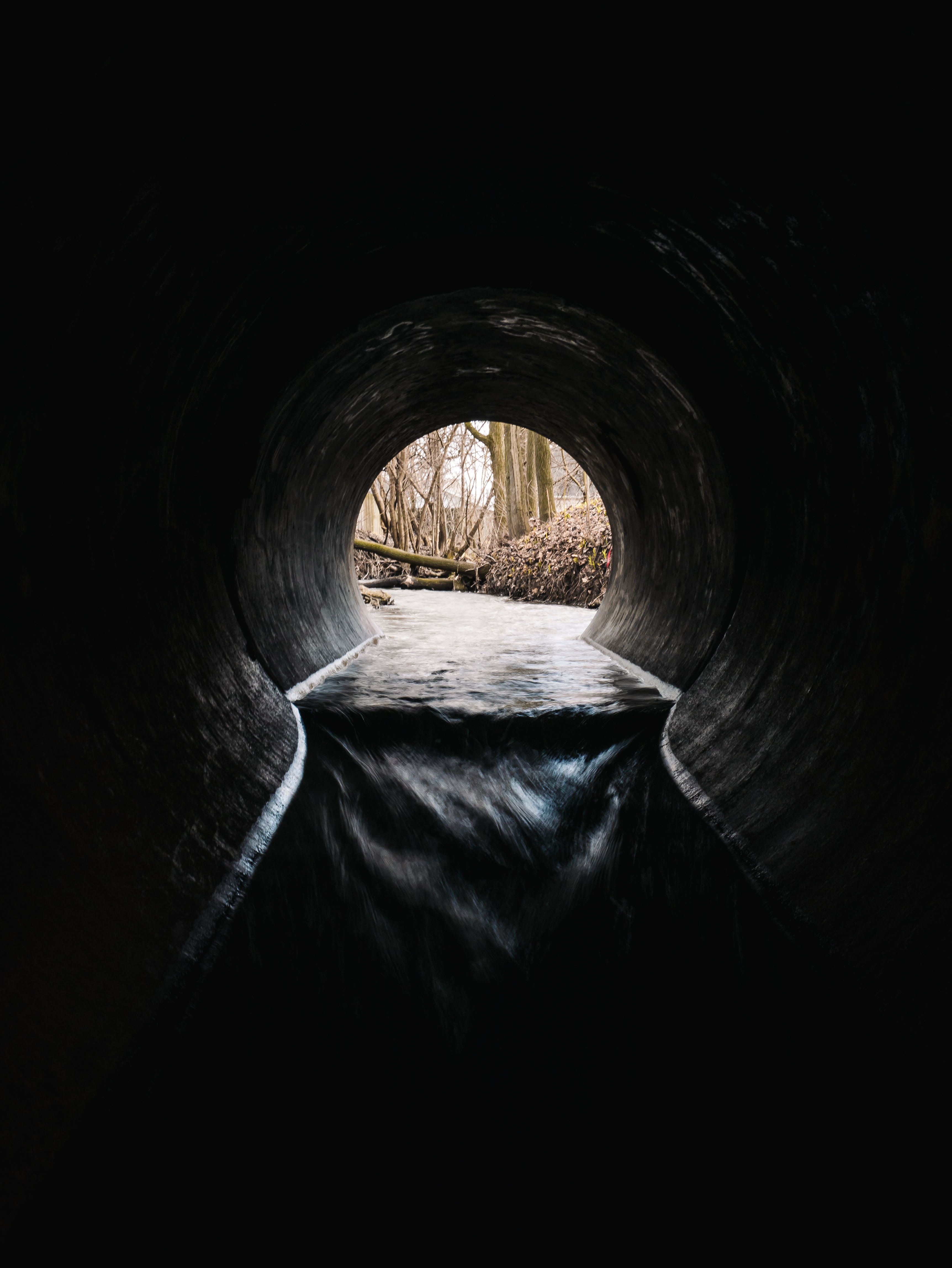 tunnel, water, dark, trumpet, pipe