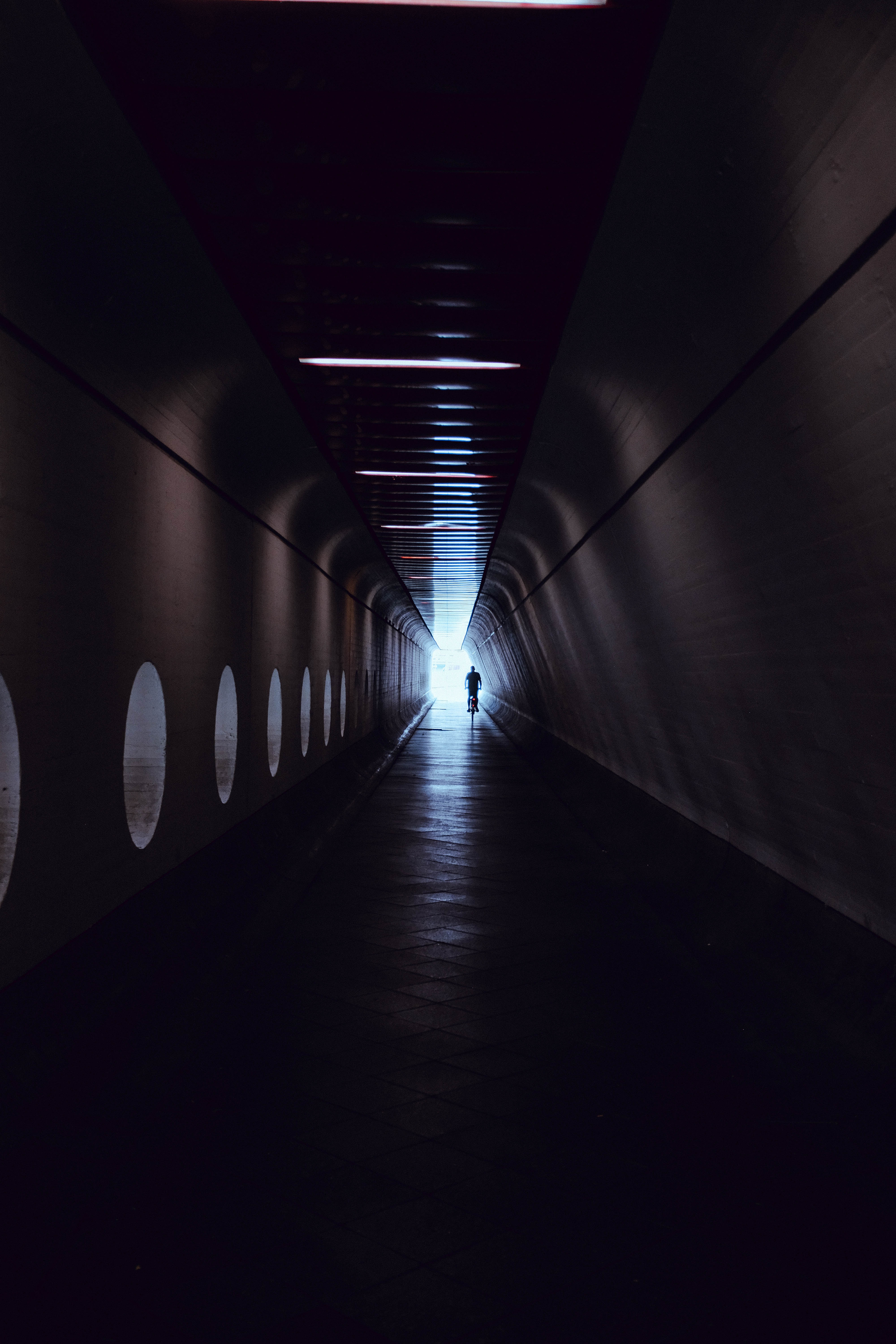corridor, dark, shine, light, silhouette, tunnel
