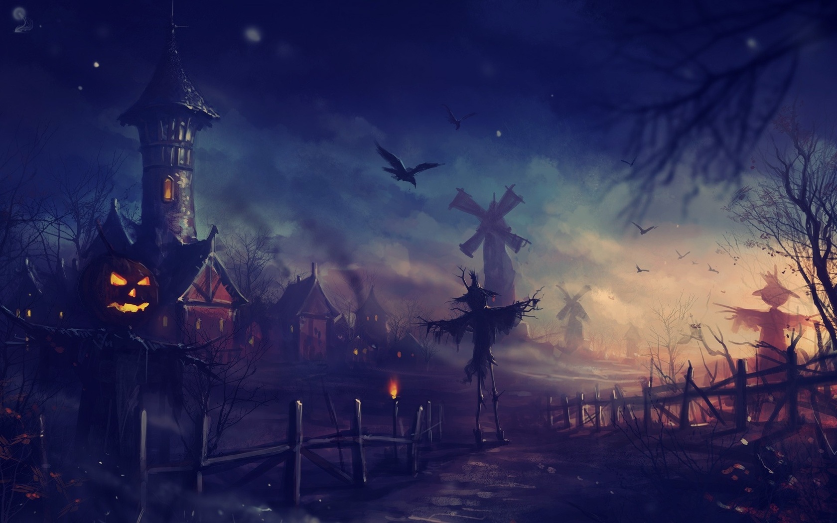 halloween, horror, dark, night, holiday, pumpkin download HD wallpaper