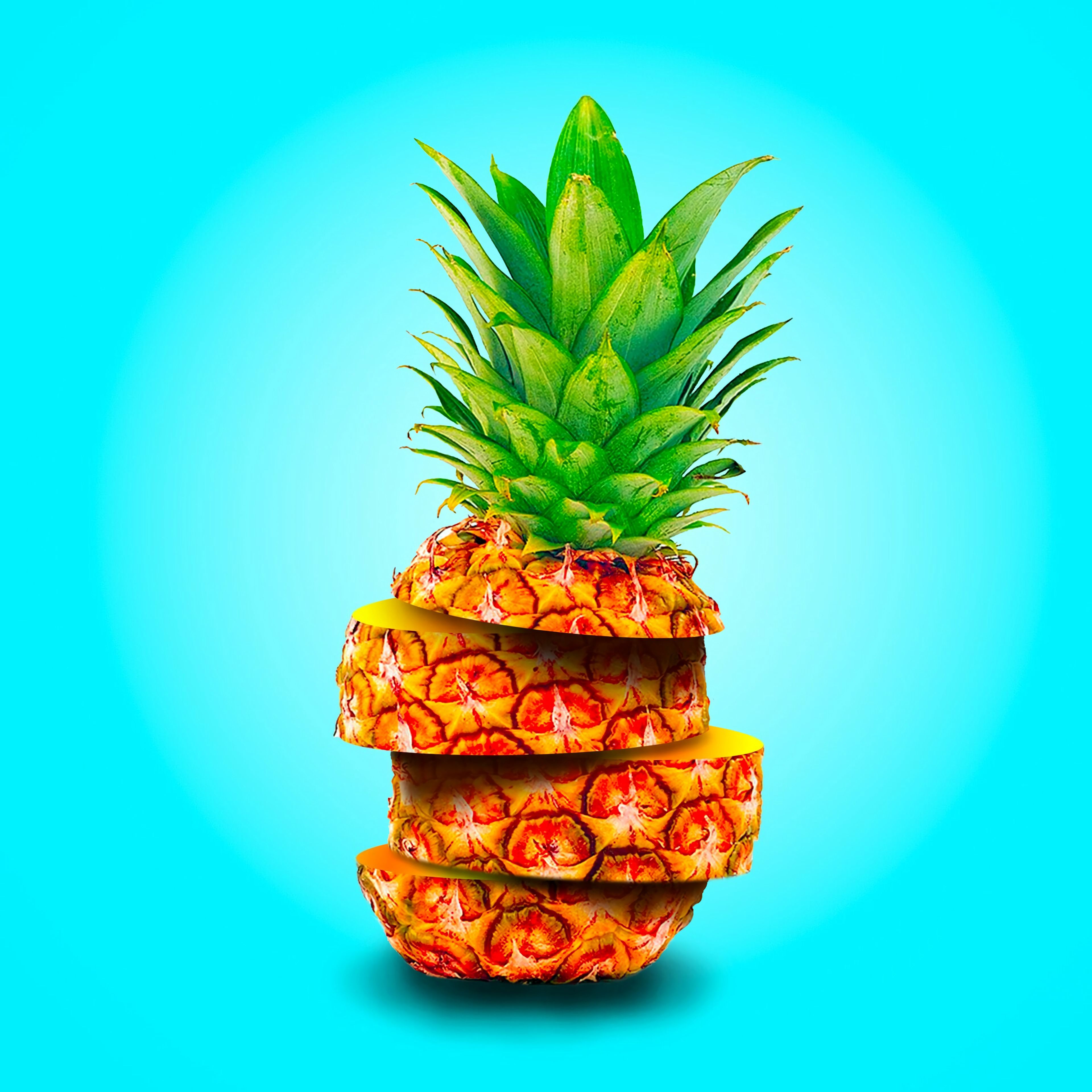 136203 Hintergrundbild herunterladen lebensmittel, ananas, die frucht, frucht, läppchen, scheiben, exotisch, eine ananas - Bildschirmschoner und Bilder kostenlos