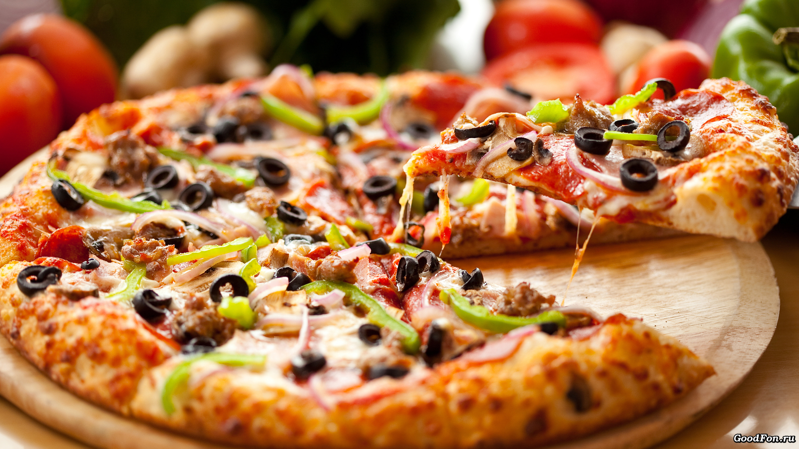 Laden Sie das Lebensmittel, Pizza-Bild kostenlos auf Ihren PC-Desktop herunter