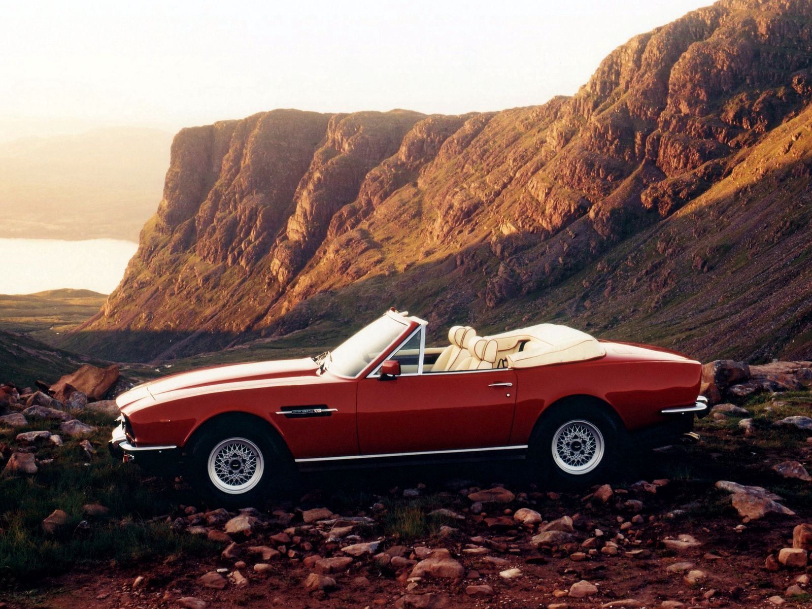auto, nature, aston martin, cars, red, side view, cabriolet, v8, 1977