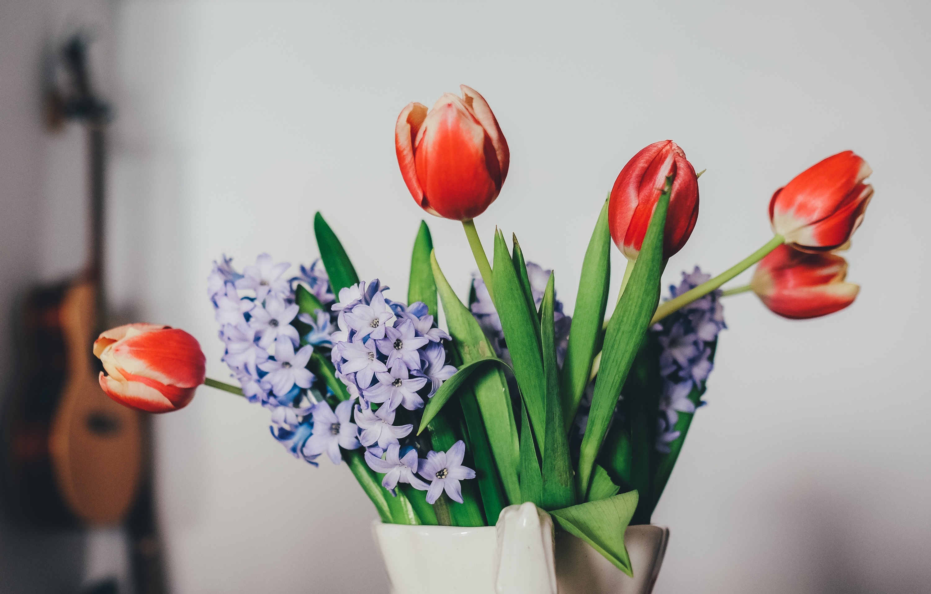 Download mobile wallpaper Lilac, Bouquet, Vase, Flowers, Tulips for free.