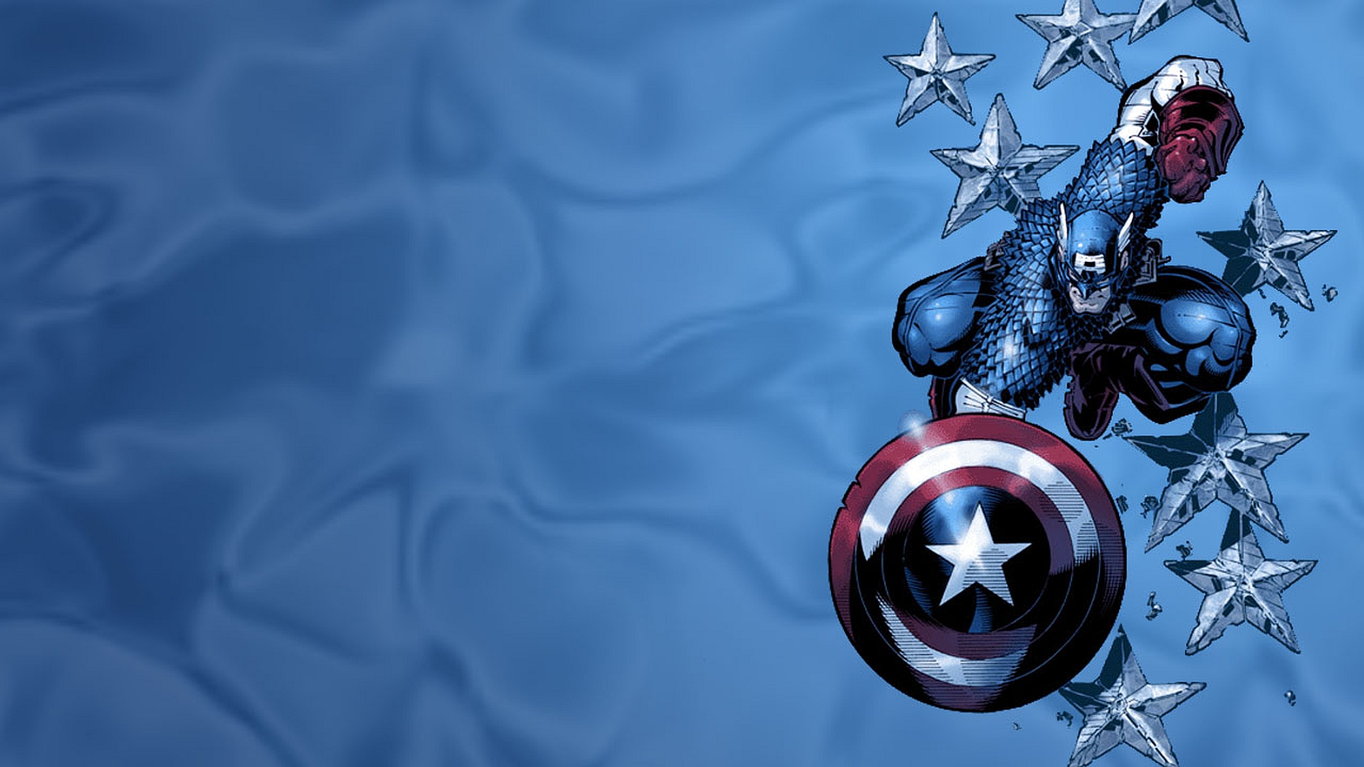 Капитан Америка на синем фоне