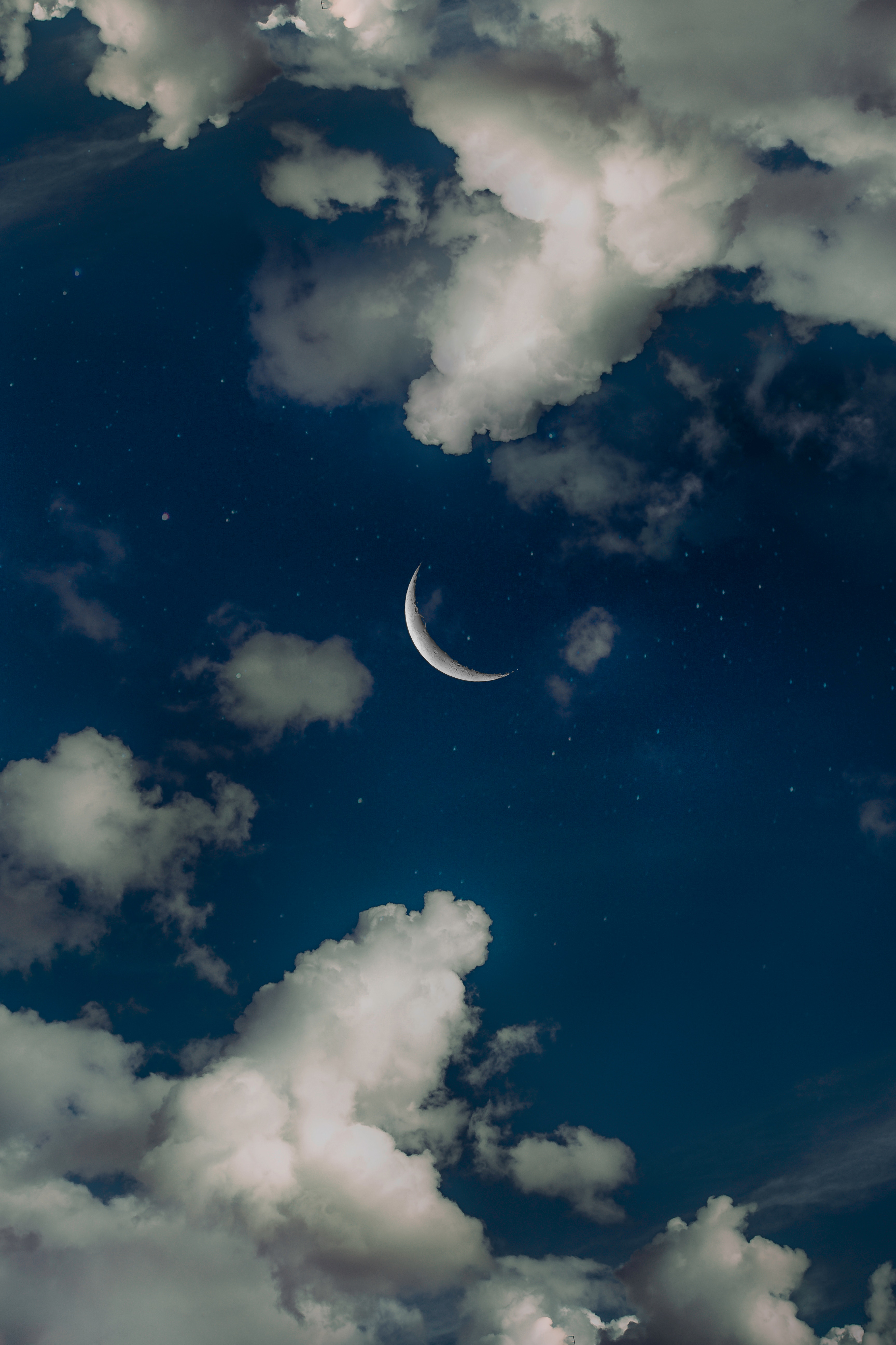 clouds, night, nature, moon, sky, stars