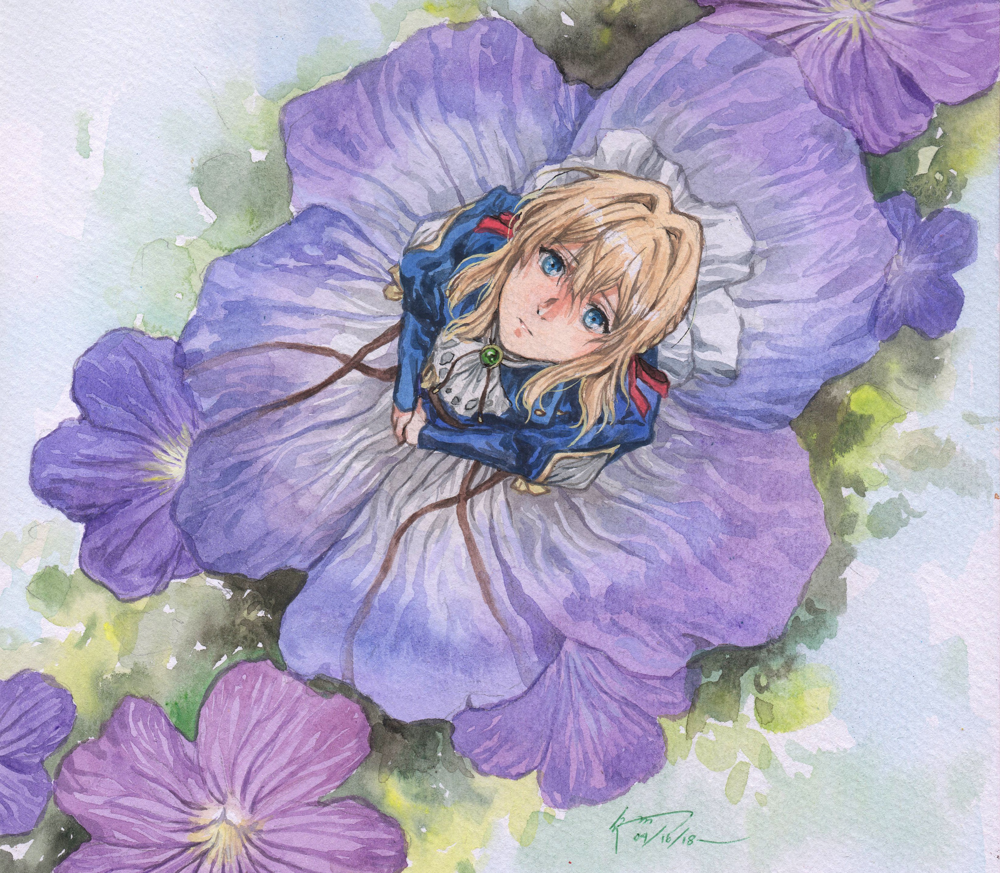 Violet Evergarden с цветком