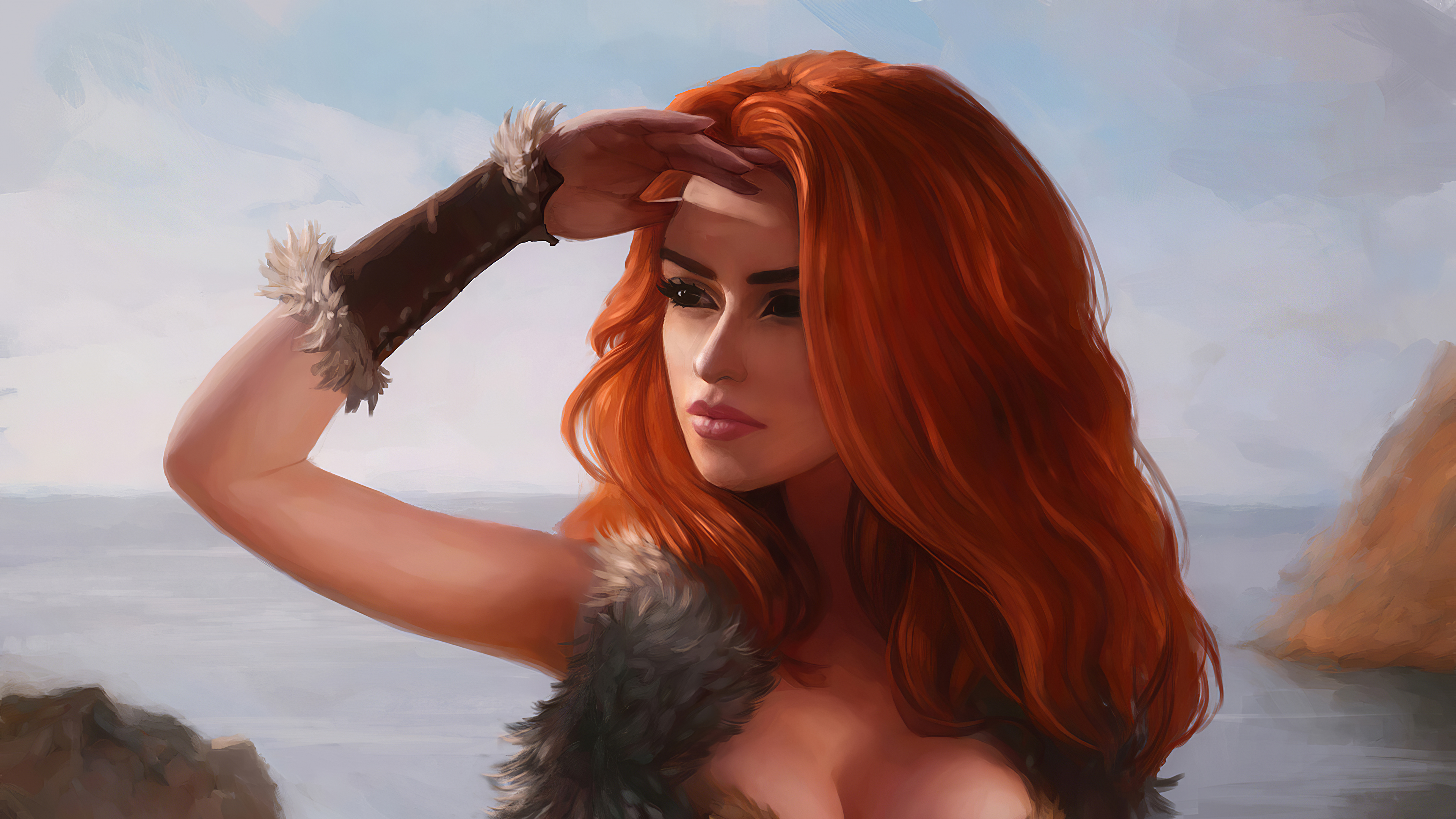 Девушка с рыжими волосами арт фэнтези