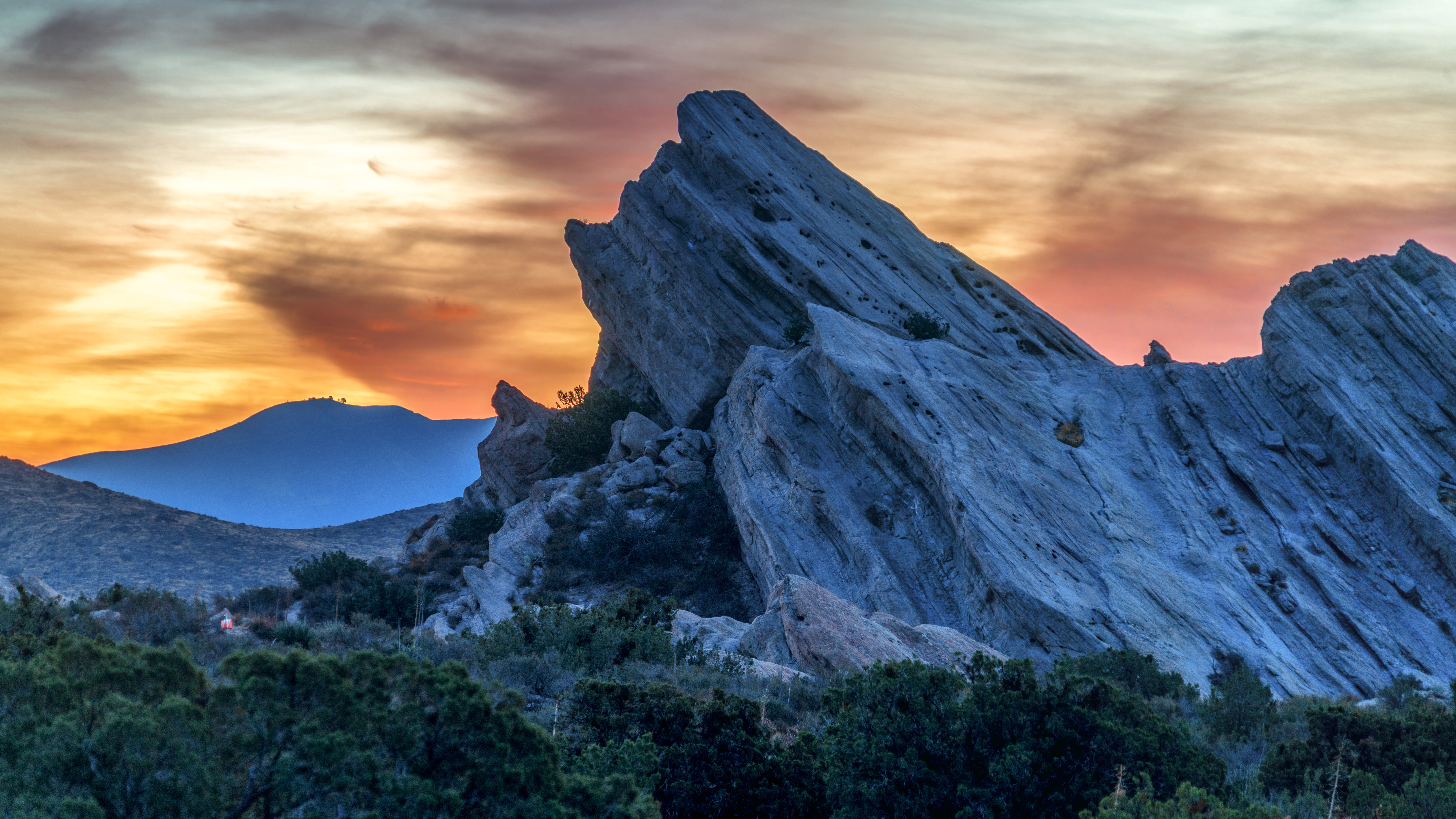 Laden Sie das Natur, Sunset, Felsen, Rock, Stein, Ein Stein, Bäume-Bild kostenlos auf Ihren PC-Desktop herunter